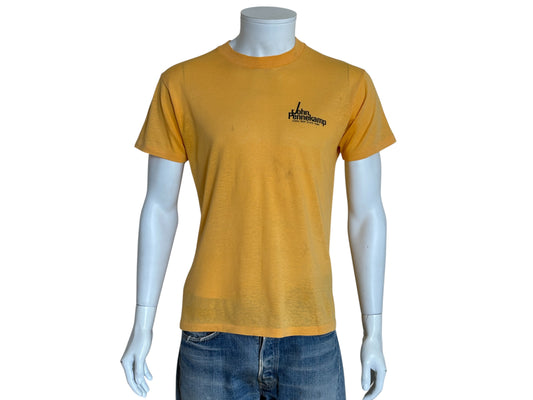 Vintage 1979 French Reef t-shirt with scuba diving graphic and tropical retro style, size large