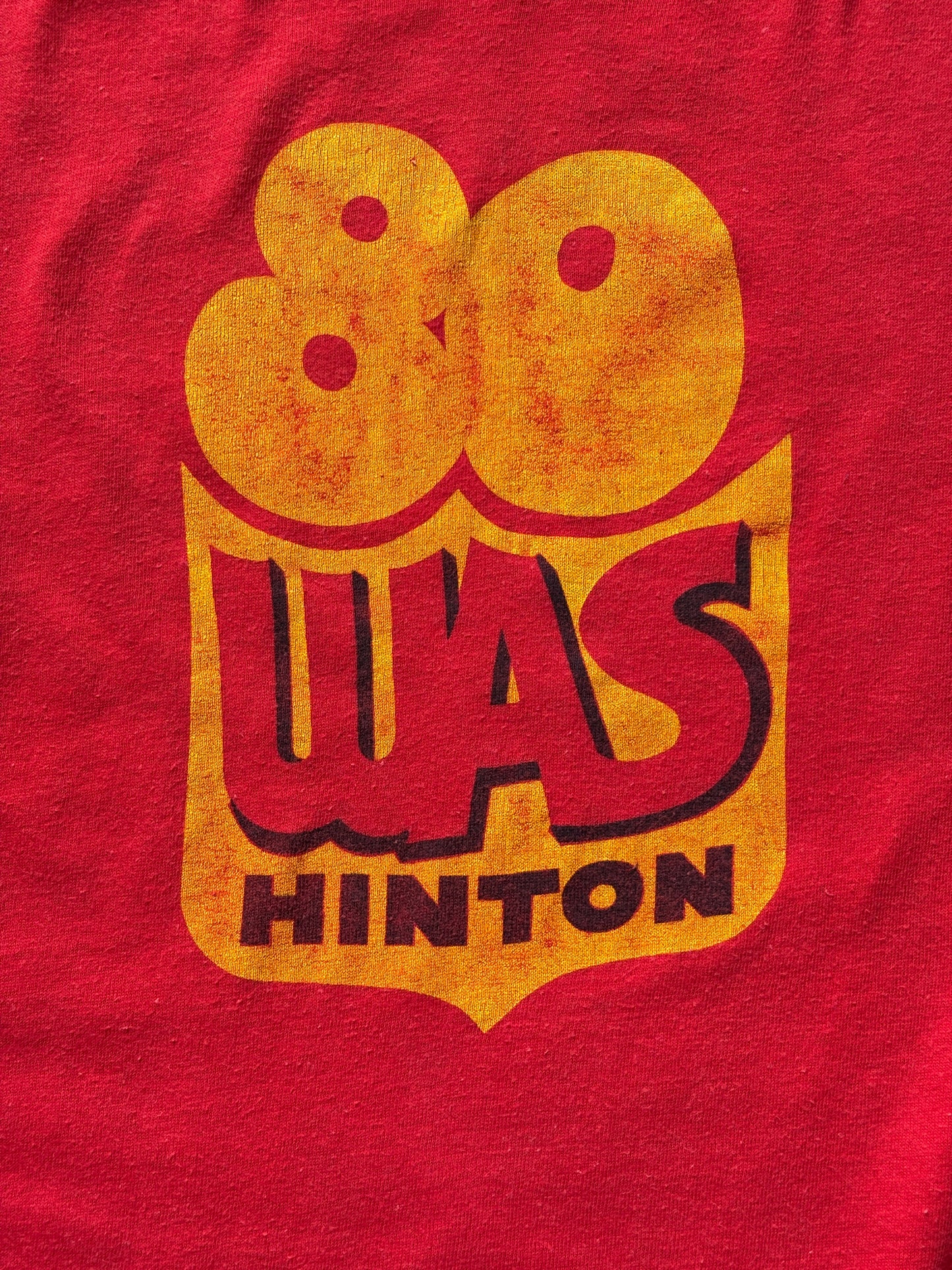 Vintage 1980s WAS Hinton bowling t-shirt with bold retro athletic graphic, size large