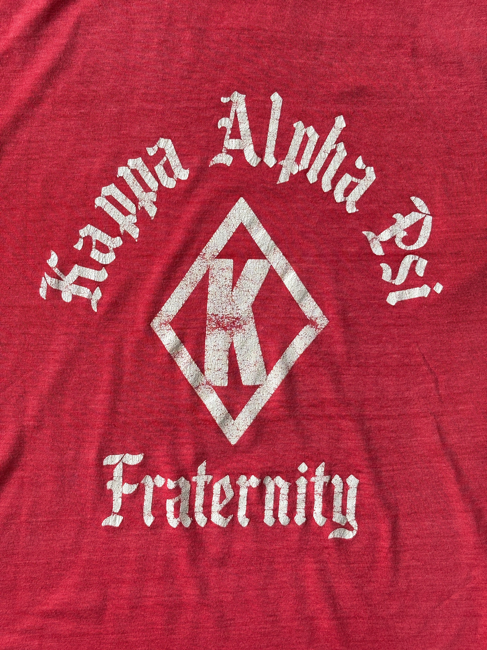 Vintage Kappa Alpha Psi fraternity t-shirt with bold collegiate lettering and Greek style, size large