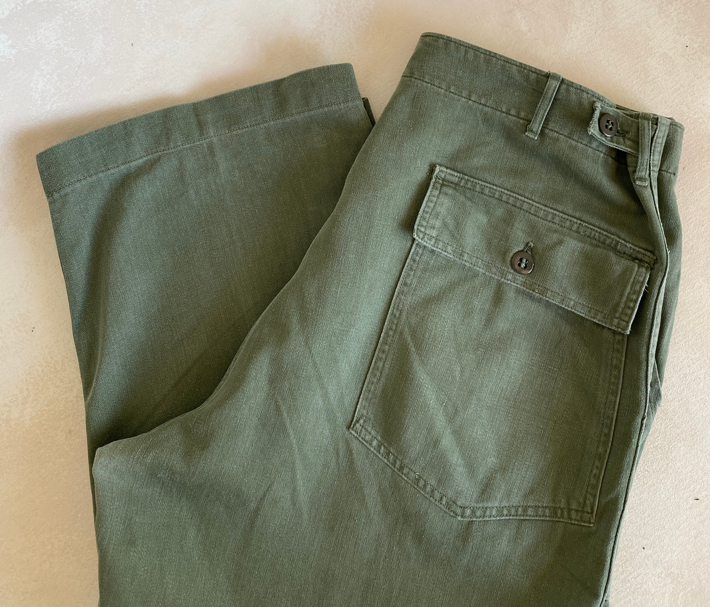 36X25. 60s Authentic US Army Vietnam war era OG-107 fatigue pants - USA Vintage Bcn