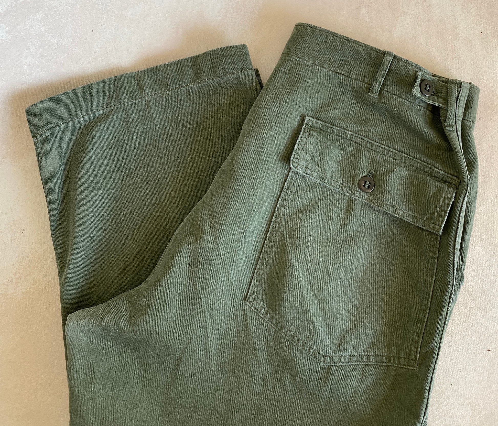 36X25. 60s Authentic US Army Vietnam war era OG-107 fatigue pants - USA Vintage Bcn