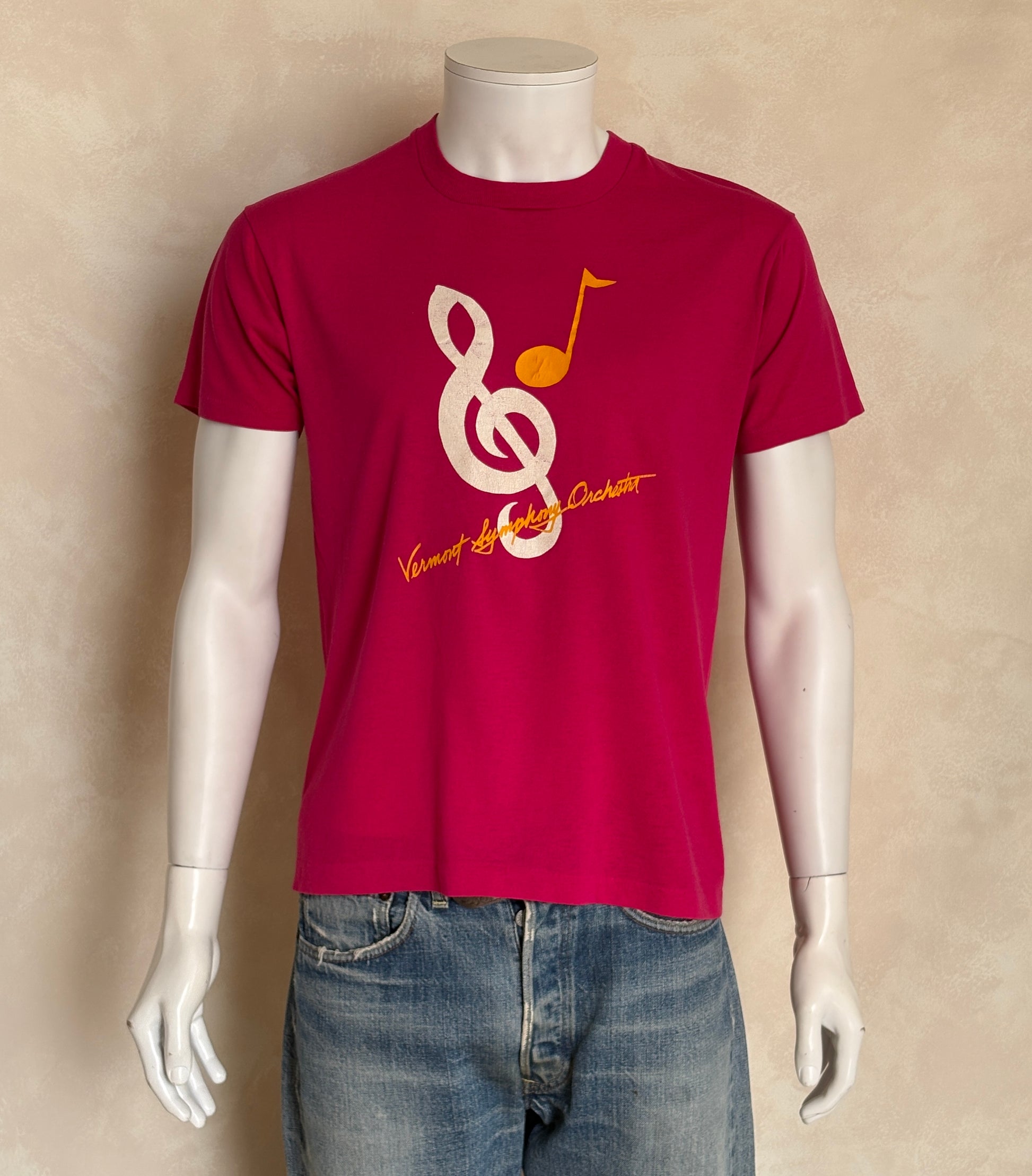 Vintage Vermont Symphony Orchestra T-Shirt – Fuchsia Pink, 80s Music Logo, Rare and Original-Large - USA Vintage Bcn