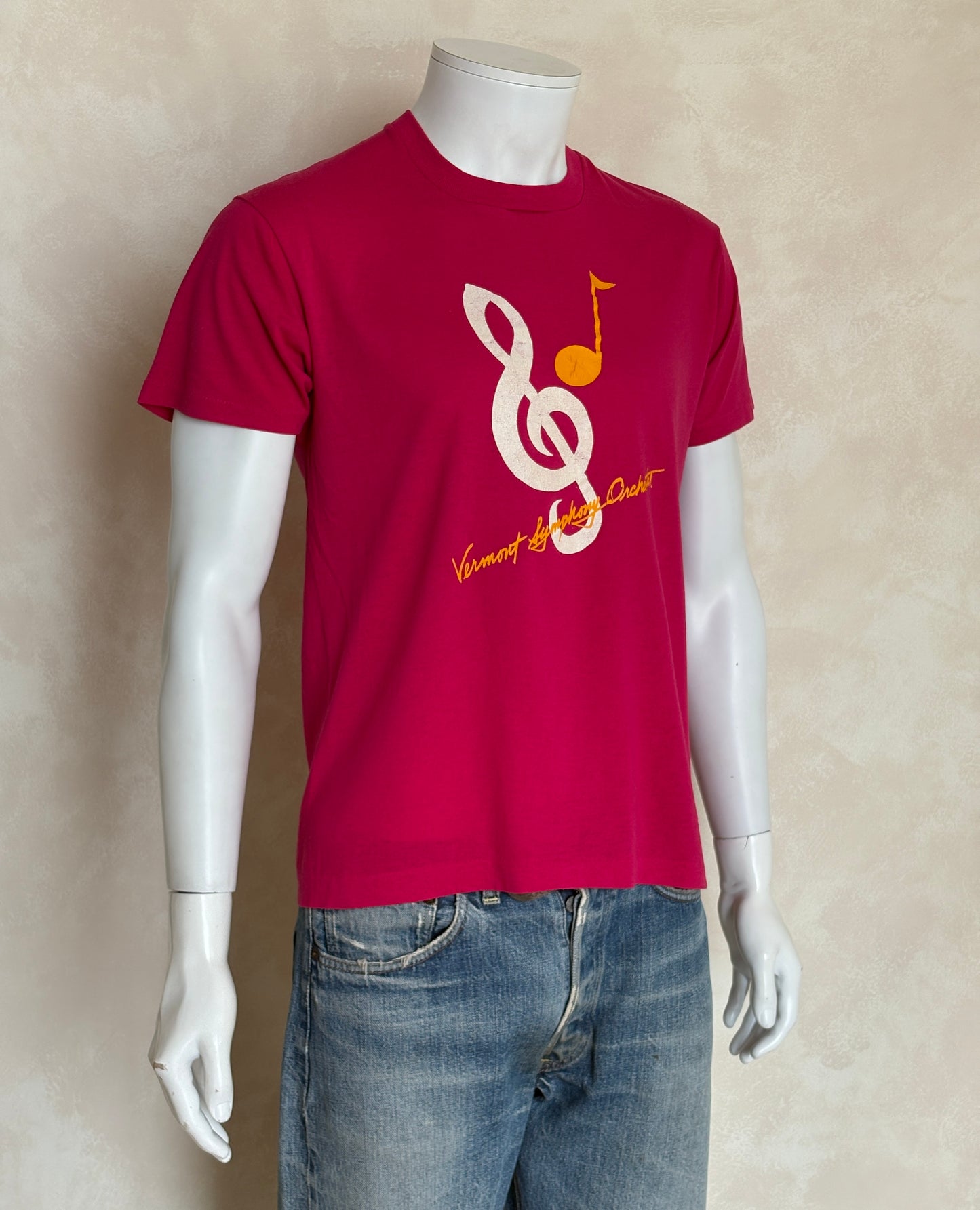 Vintage Vermont Symphony Orchestra T-Shirt – Fuchsia Pink, 80s Music Logo, Rare and Original-Large - USA Vintage Bcn