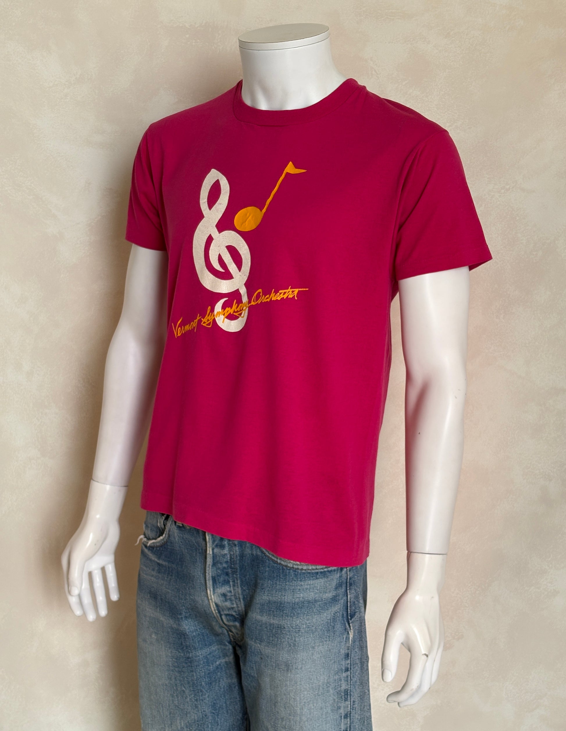 Vintage Vermont Symphony Orchestra T-Shirt – Fuchsia Pink, 80s Music Logo, Rare and Original-Large - USA Vintage Bcn