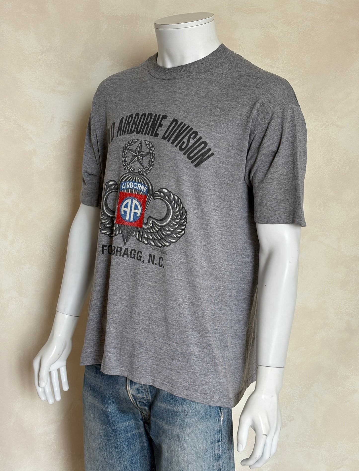 82nd airborne t-shirt, vintage military tee, fort bragg shirt, 1991 graphic tee, jump wings shirt, army patch shirt, v