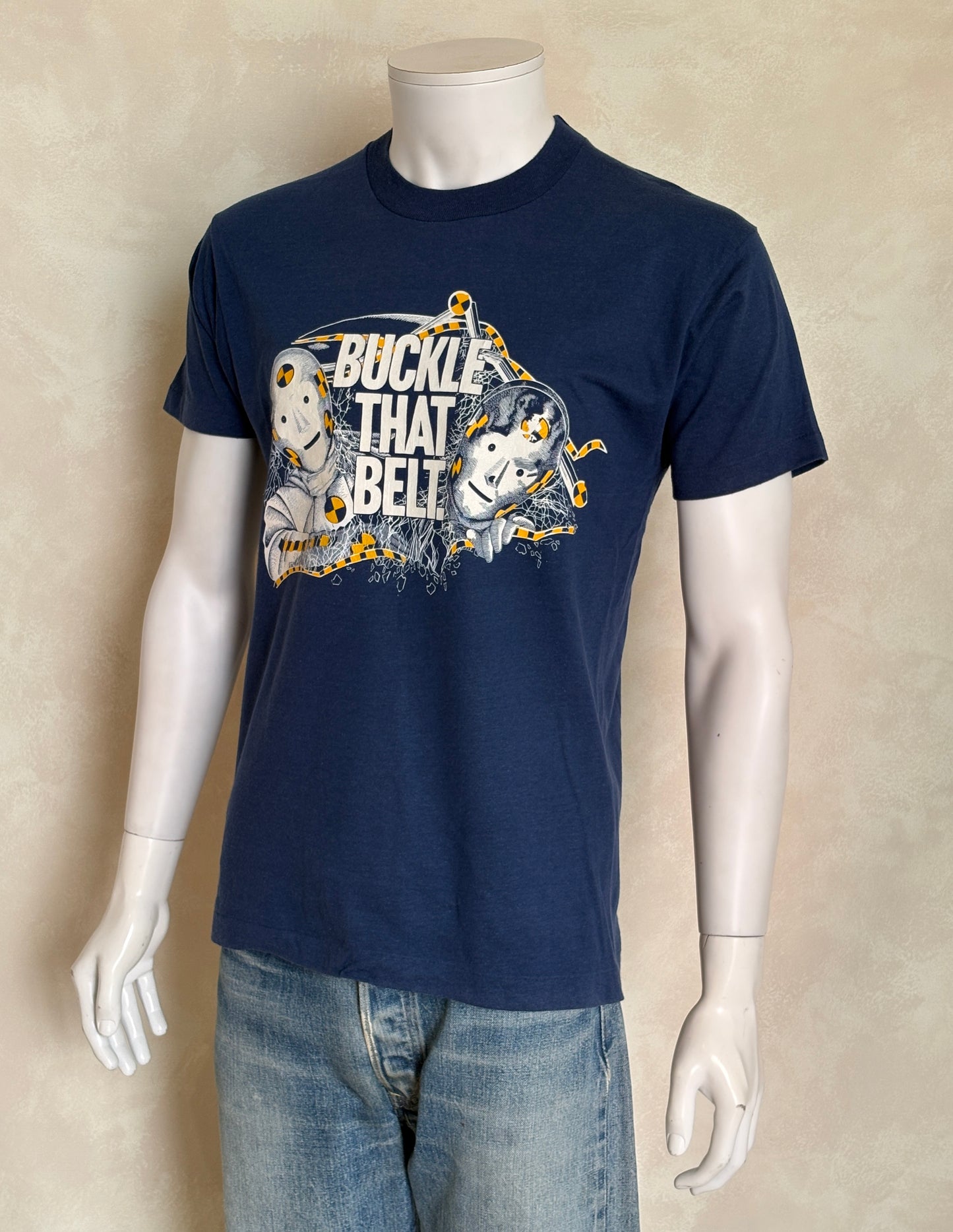 Vintage 80s “Buckle That Belt” Crash Test Dummies Tee – Florida Dept. of Transportation.  Made in USA. L