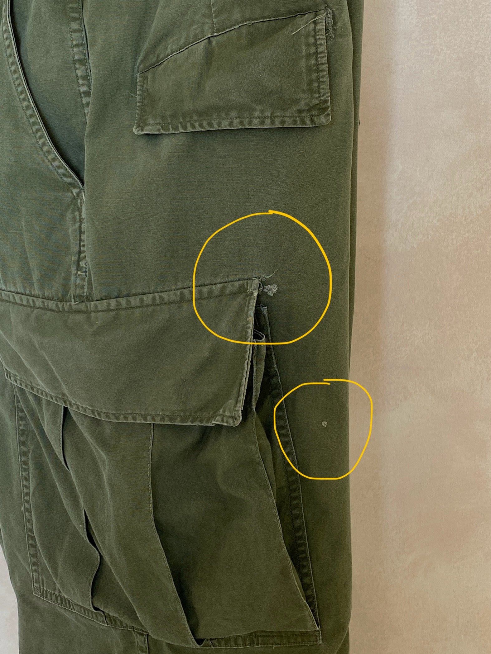 Med Reg. 1967 Authentic poplin US Army Vietnam war era OG-107 jungle pants - USA Vintage Bcn