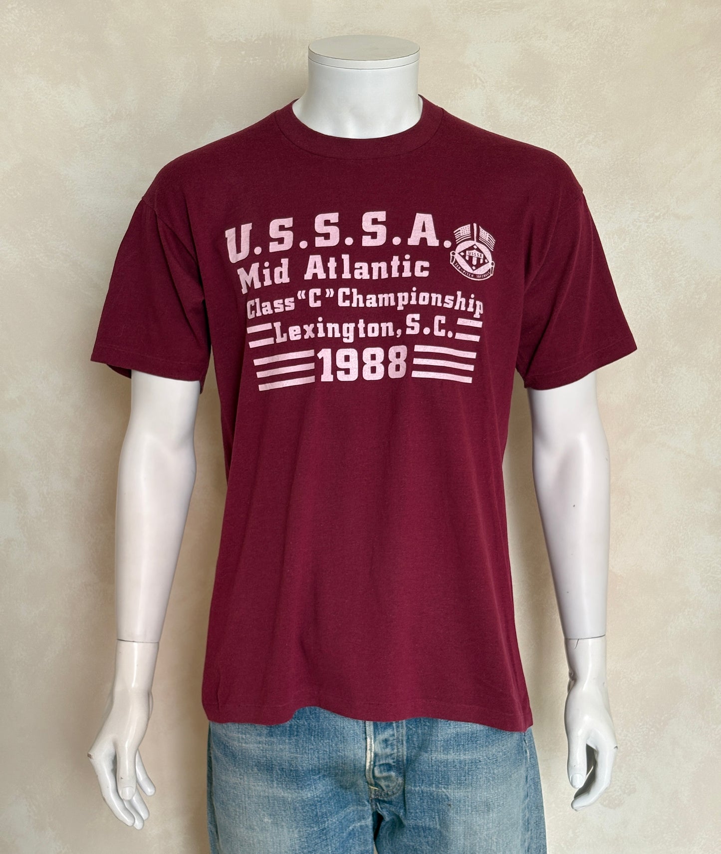 Vintage 1988 U.S.S.S.A. Softball t-shirt from the Mid Atlantic Championship, made in USA, size XL