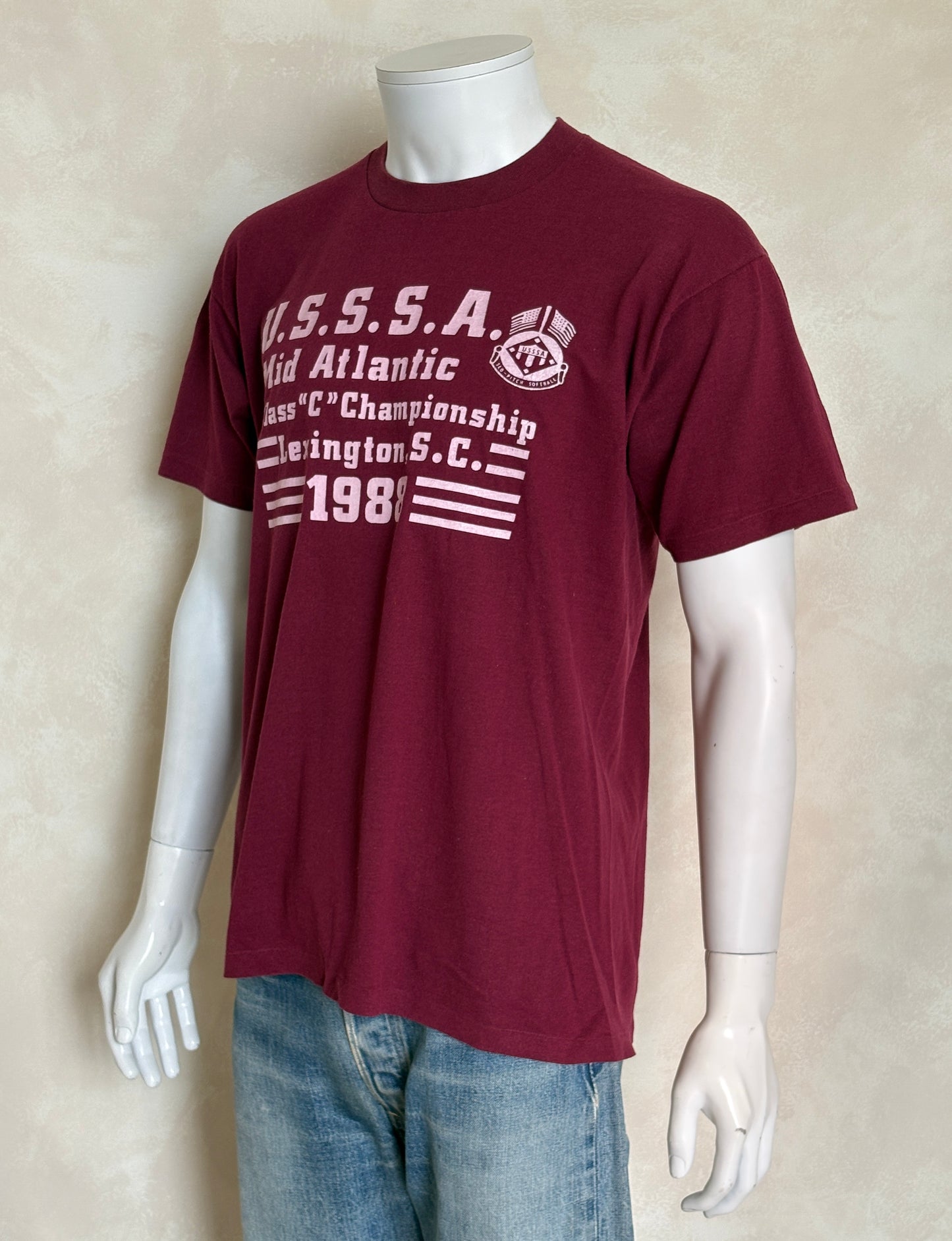 Vintage 1988 U.S.S.S.A. Softball t-shirt from the Mid Atlantic Championship, made in USA, size XL