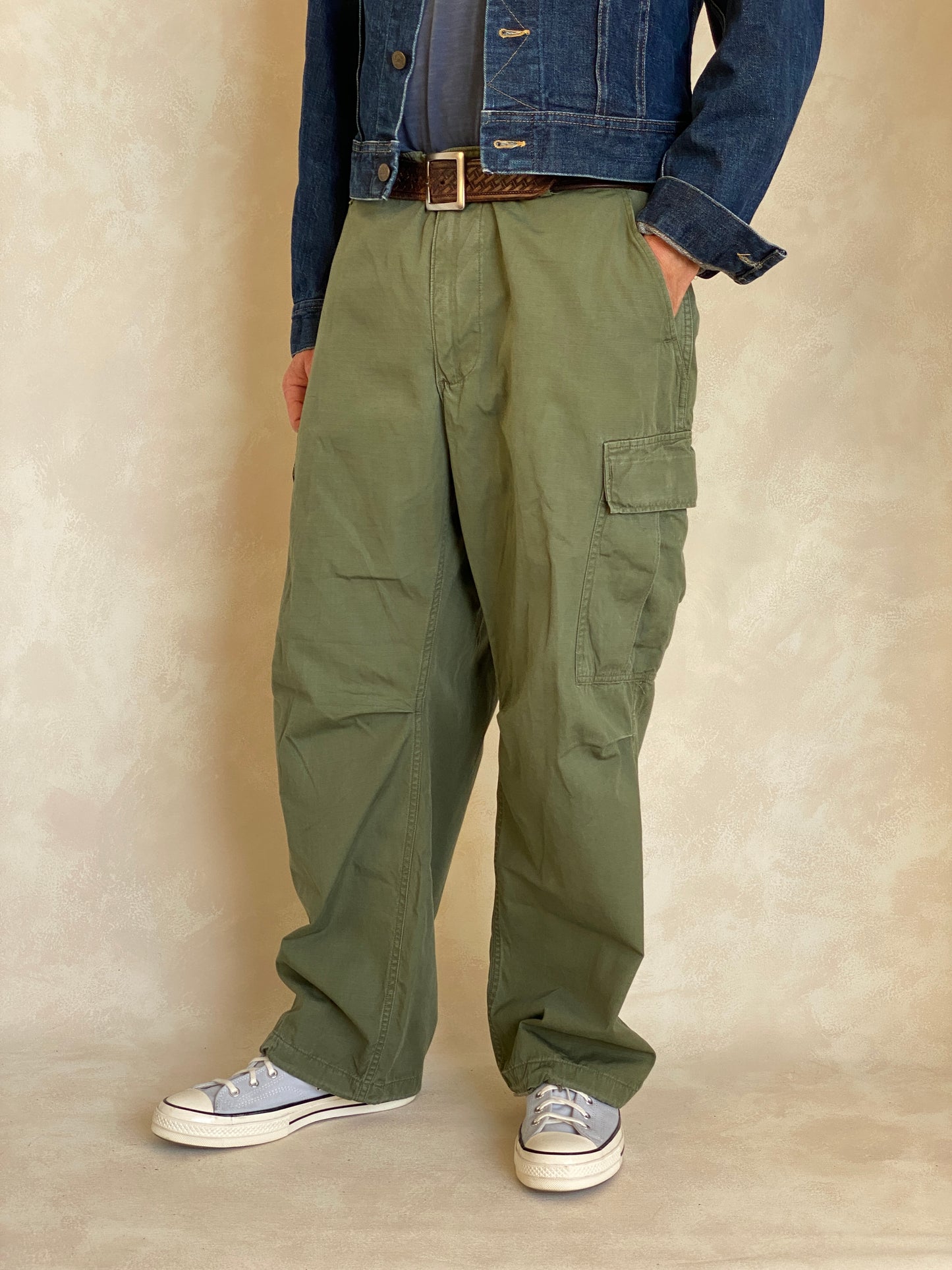 Large Reg. 1968 Authentic US Army Vietnam war era OG-107 jungle pants - USA Vintage Bcn