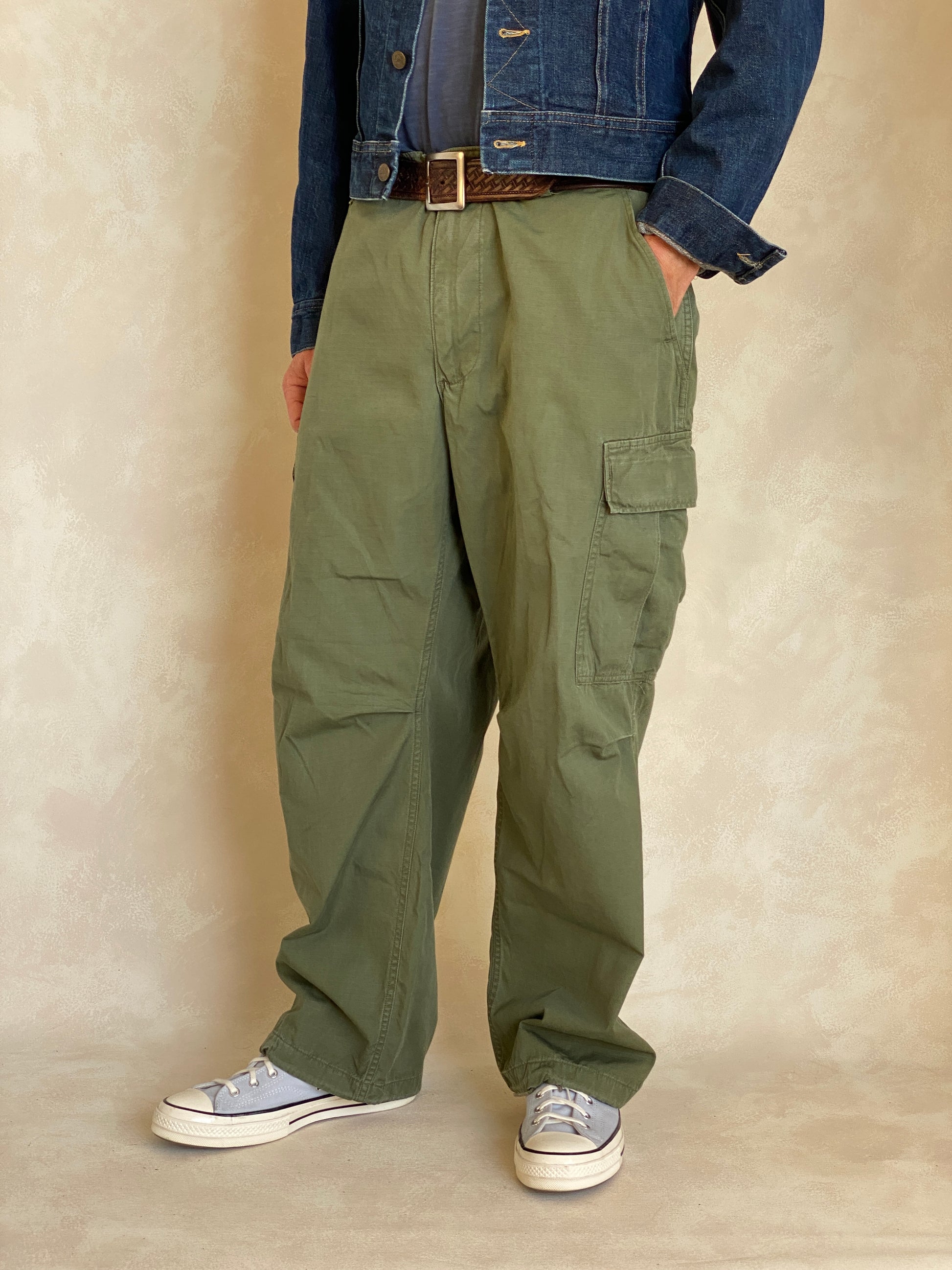 Large Reg. 1968 Authentic US Army Vietnam war era OG-107 jungle pants - USA Vintage Bcn