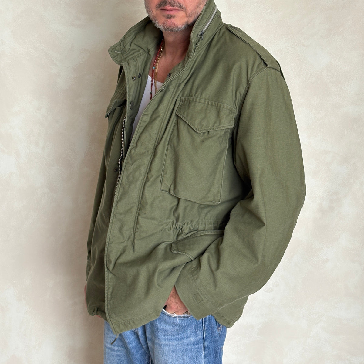 Size Med Reg. Authentic 1970 M-65 US Army Field Jacket | OG-107 Military Issue-AJ357 Studio