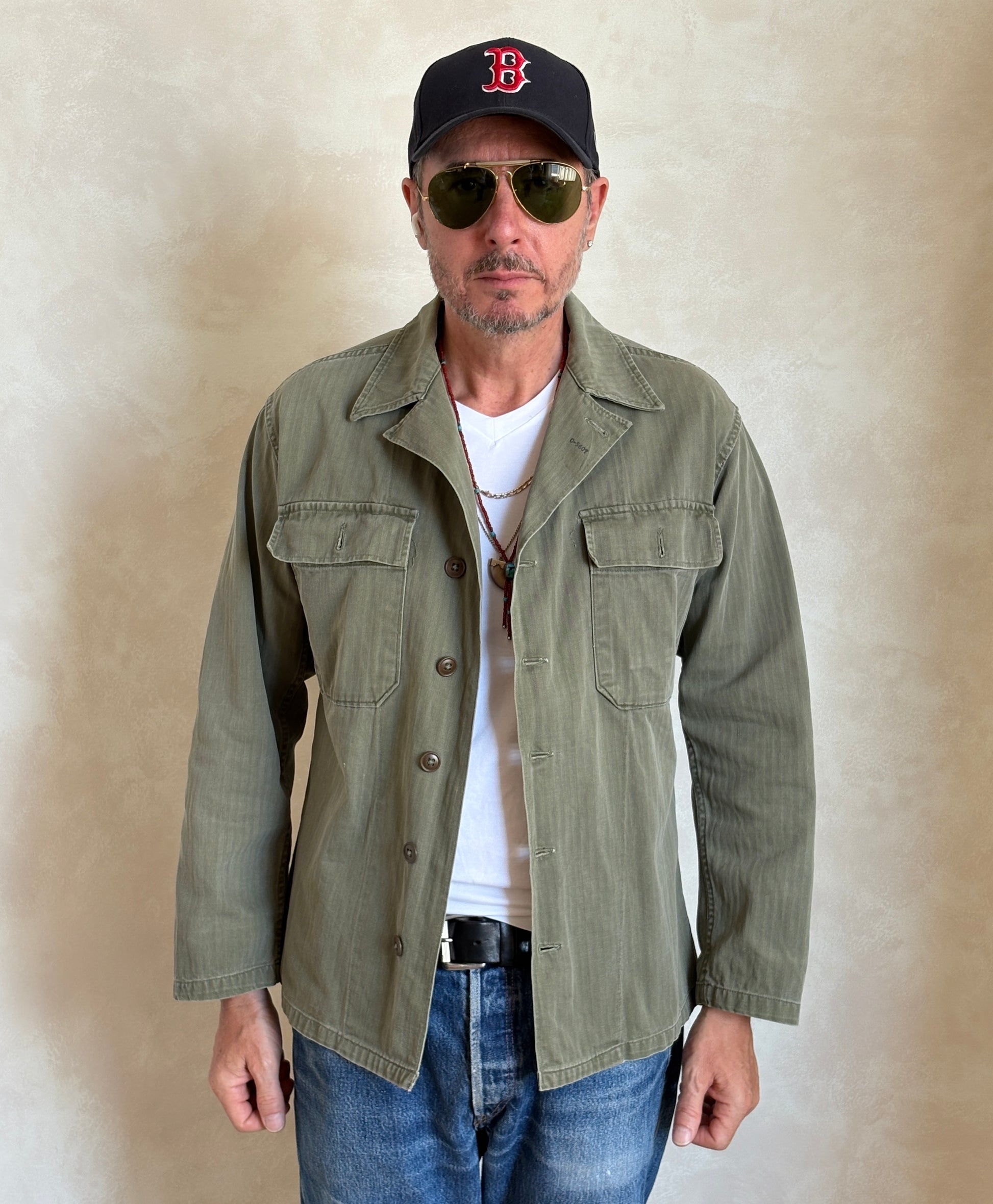 Medium . Authentic US Army HBT Utility Shirt – Korean War Era - USA Vintage Bcn