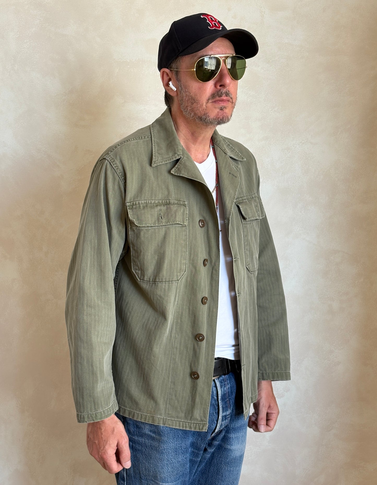Medium . Authentic US Army HBT Utility Shirt – Korean War Era - USA Vintage Bcn