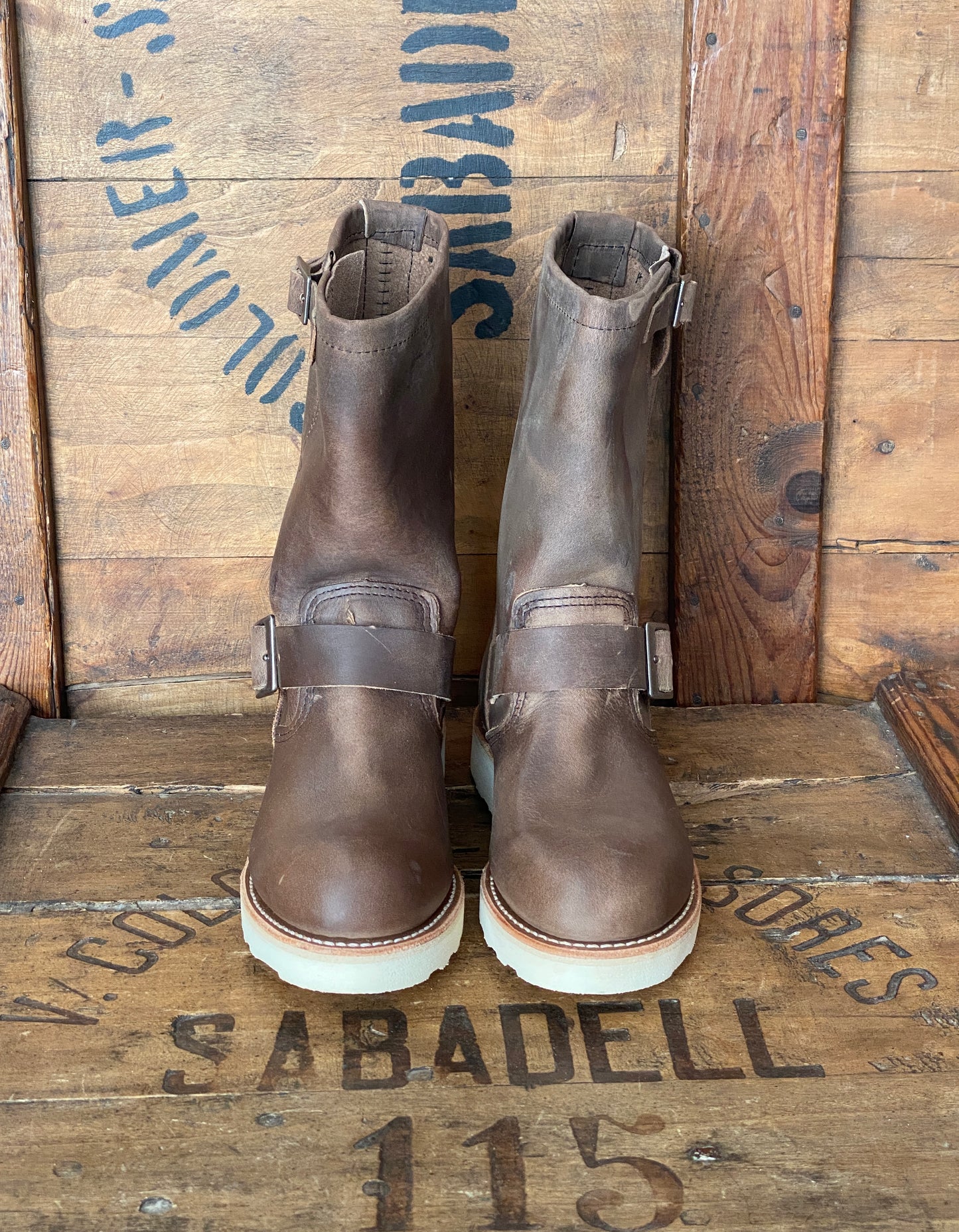 Red Wing 2975 Heritage Engineer Boots, size 5D (37 EU) - front view. Made in USA. Seconds quality.