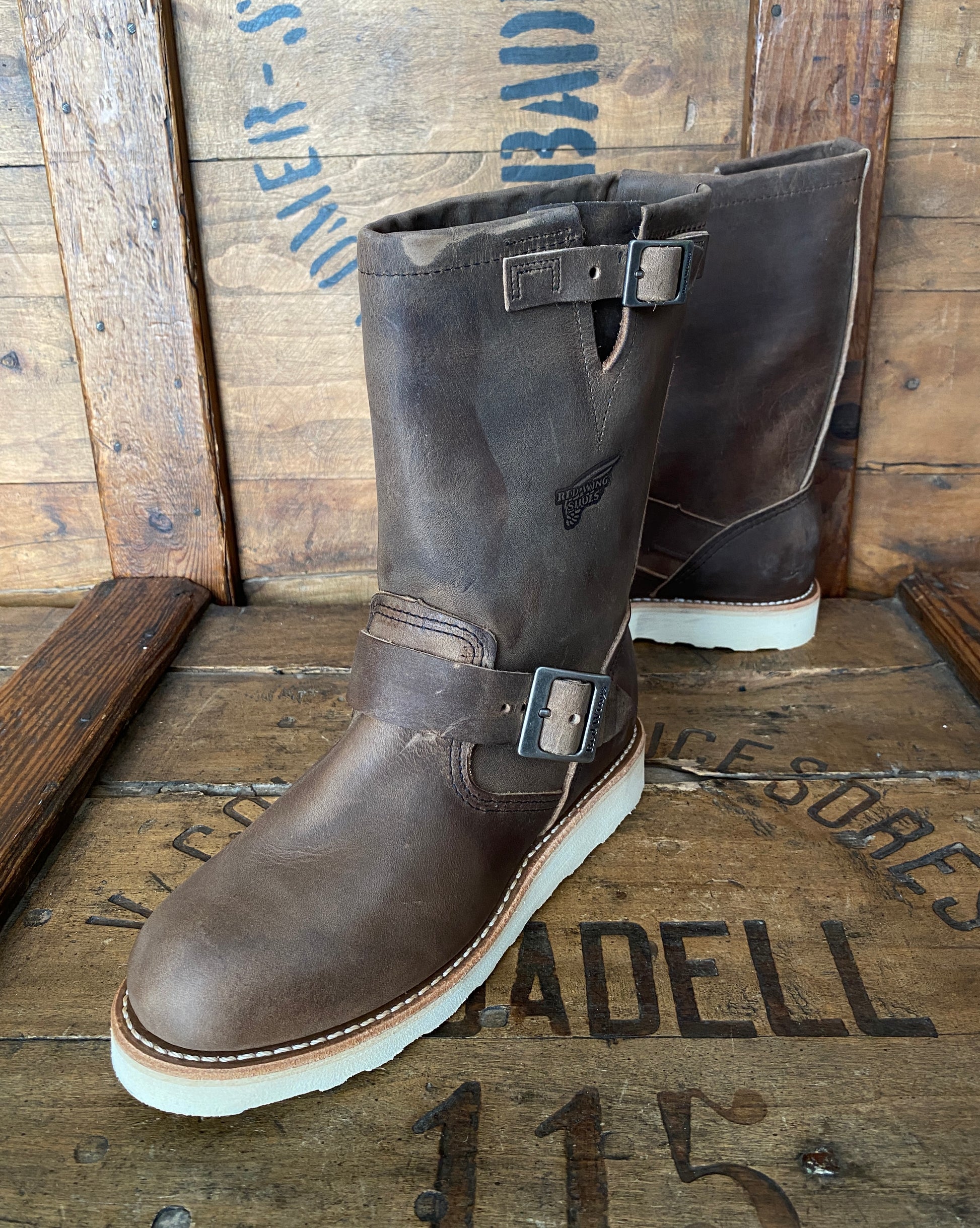 Red Wing 2975 Heritage Engineer Boots, size 5D (37 EU) - front view. Made in USA. Seconds quality.