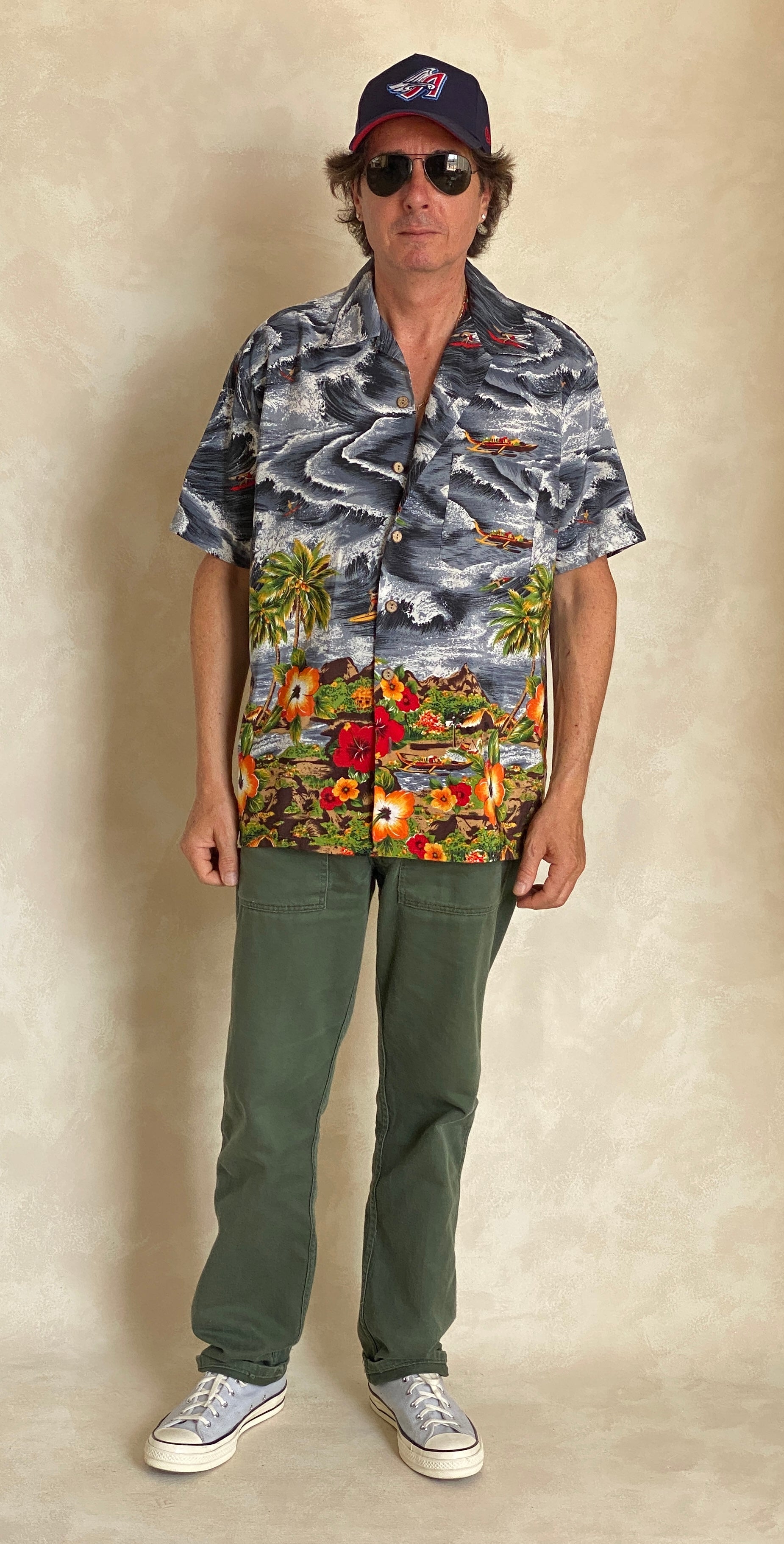Size M. Vintage 90s Hawaiian cotton shirt - USA Vintage Bcn