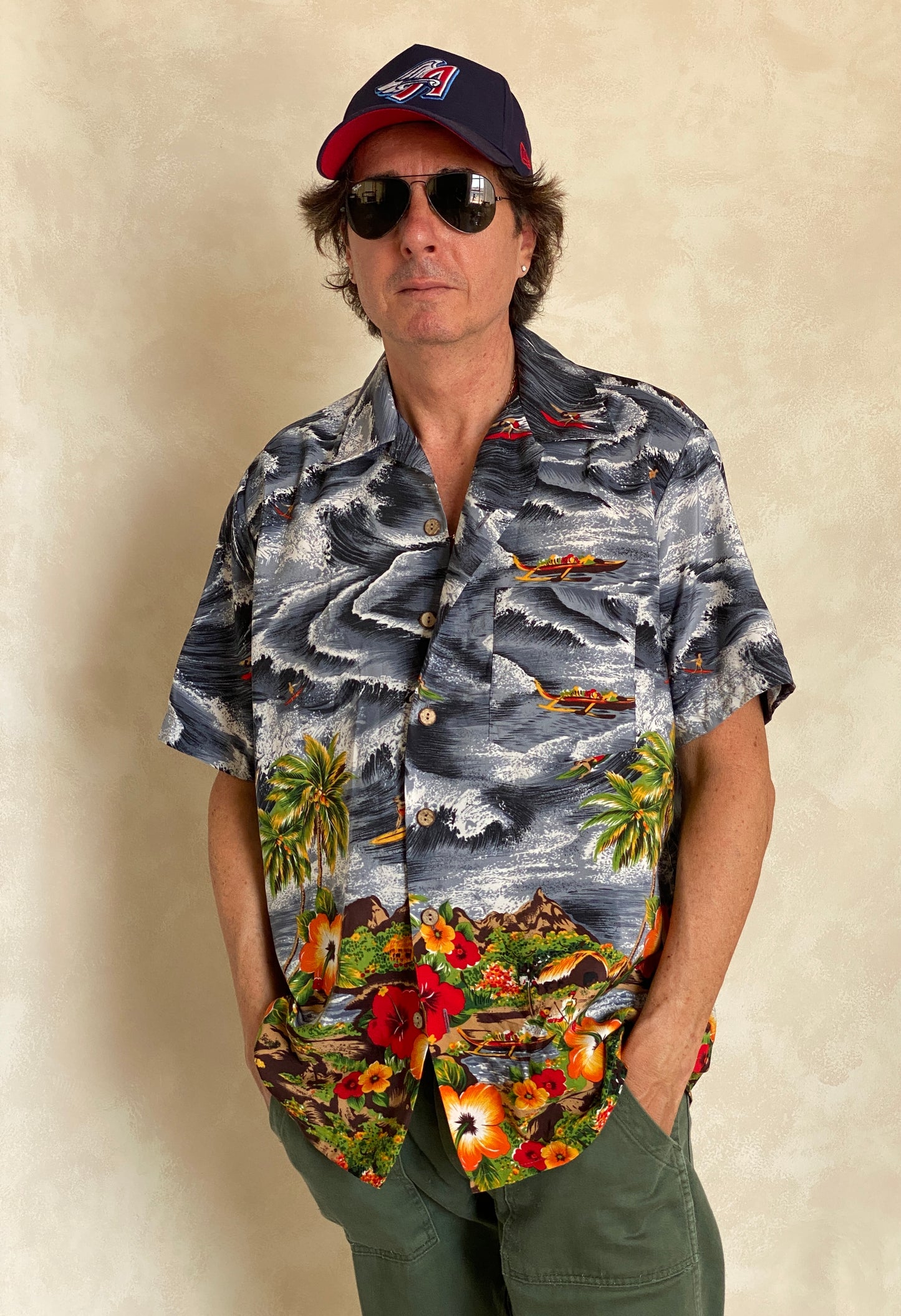 Size M. Vintage 90s Hawaiian cotton shirt - USA Vintage Bcn