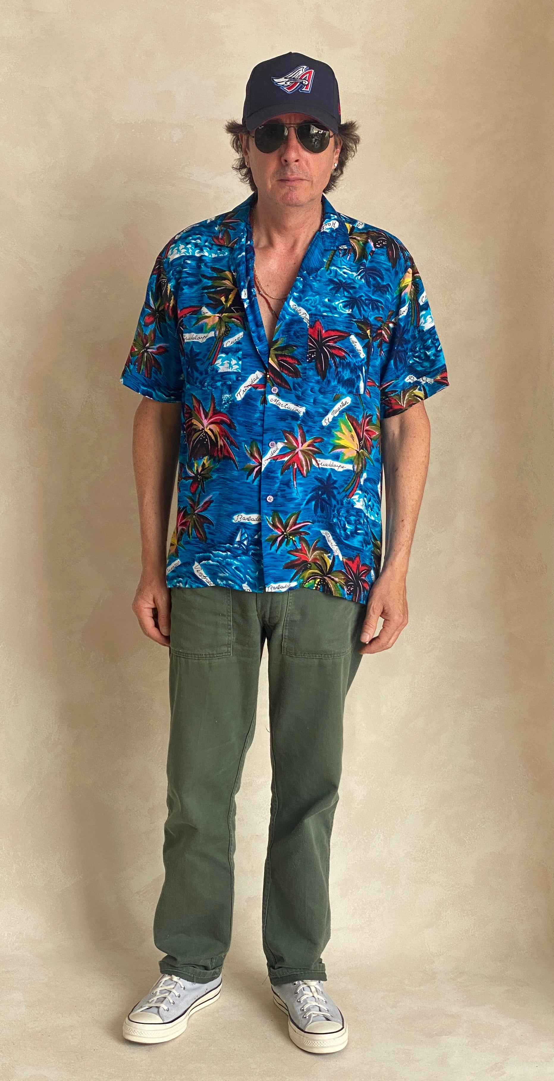 Size XL. Vintage 80s Hawaiian shirt - USA Vintage Bcn