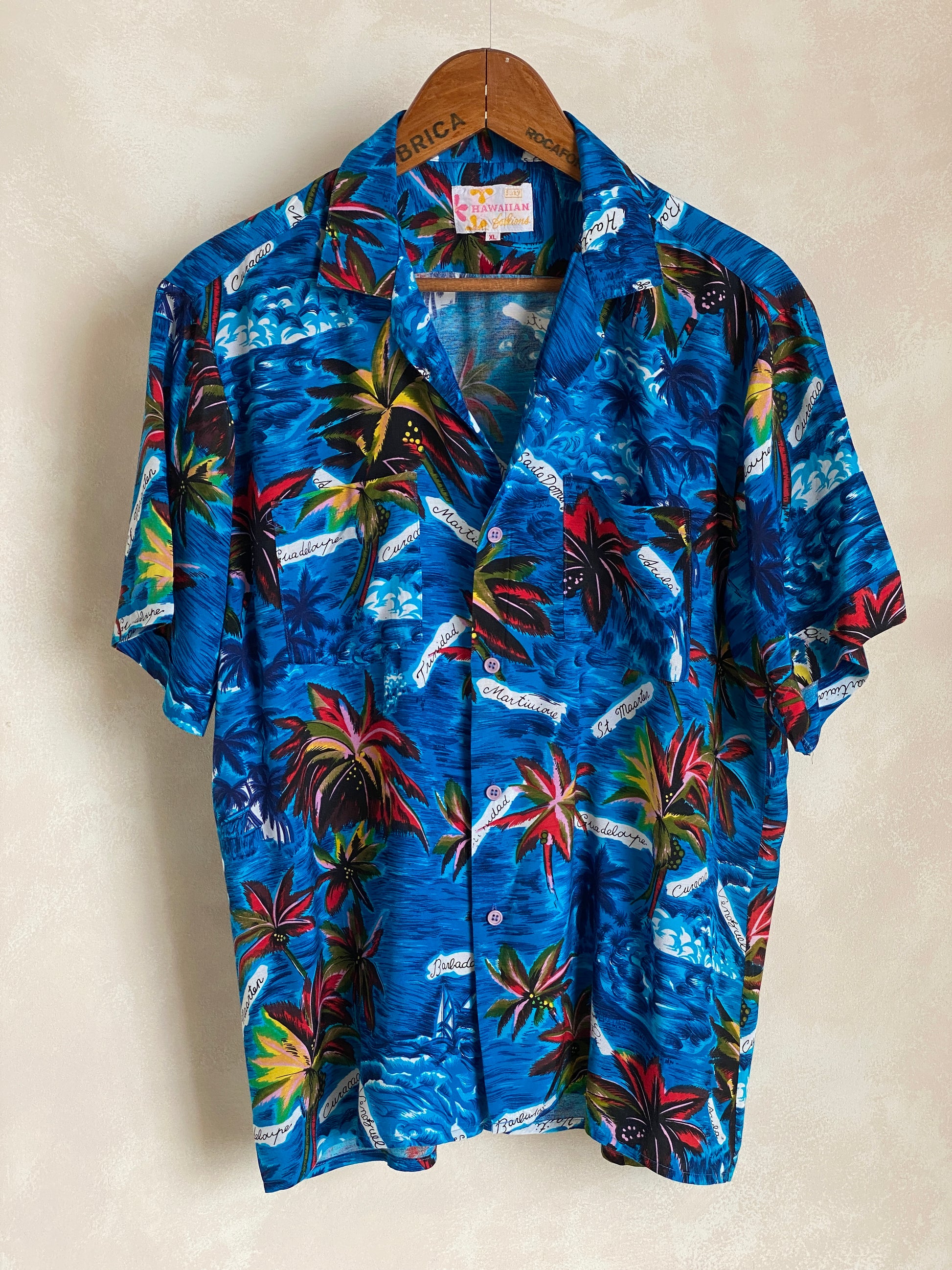 Size XL. Vintage 80s Hawaiian shirt - USA Vintage Bcn