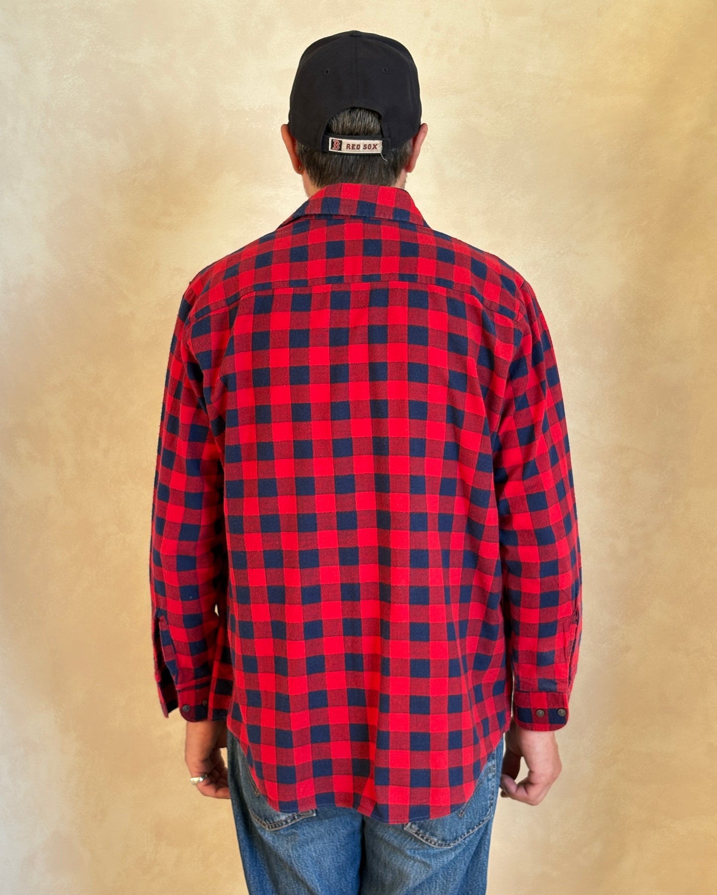 Size Med. Vintage 80s flannel plaid Shirt-Made in USA- - USA Vintage Bcn