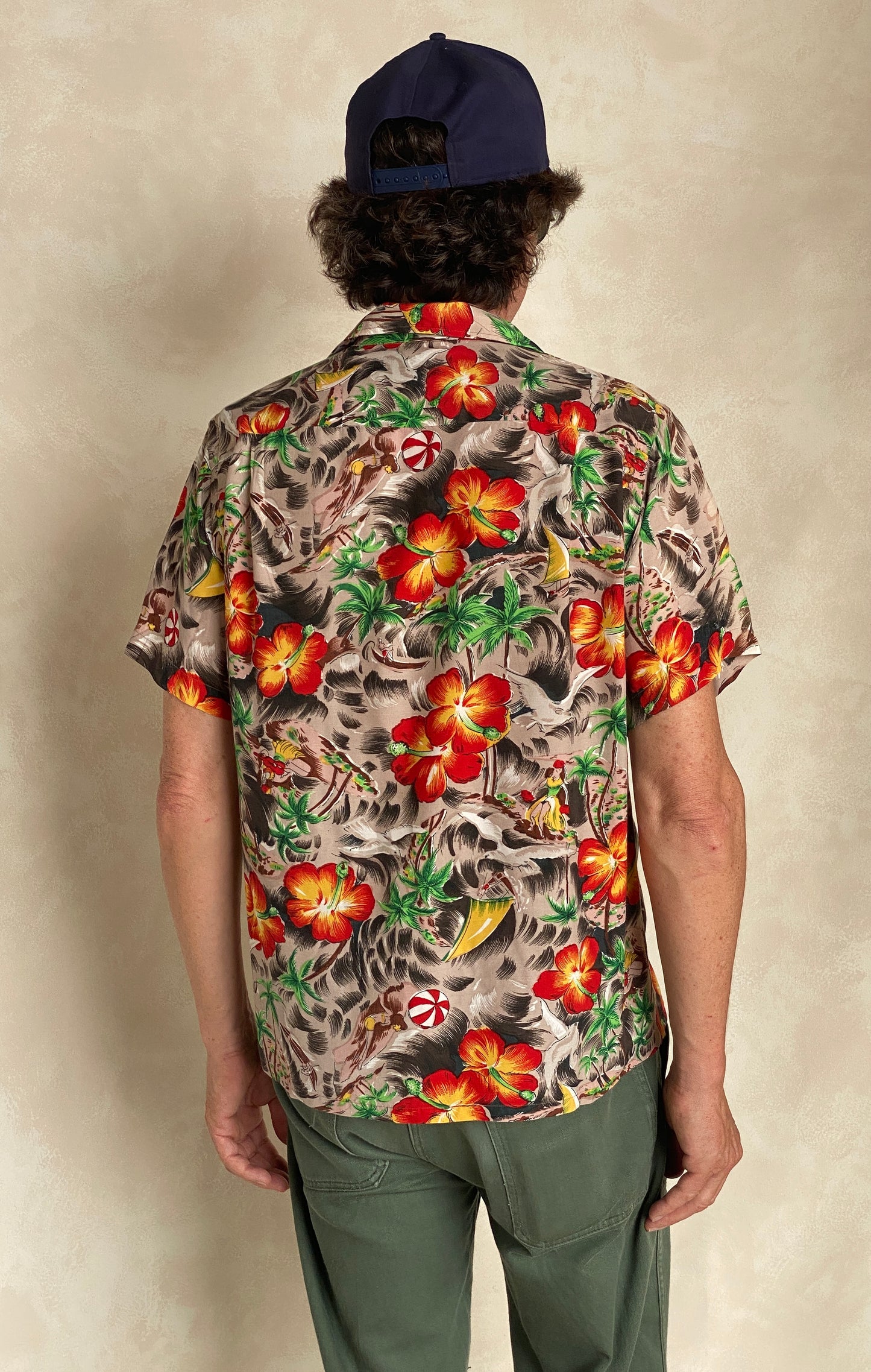 Size Med. Vintage 60s Aloha Hawaiian shirt Made in Japan - USA Vintage Bcn