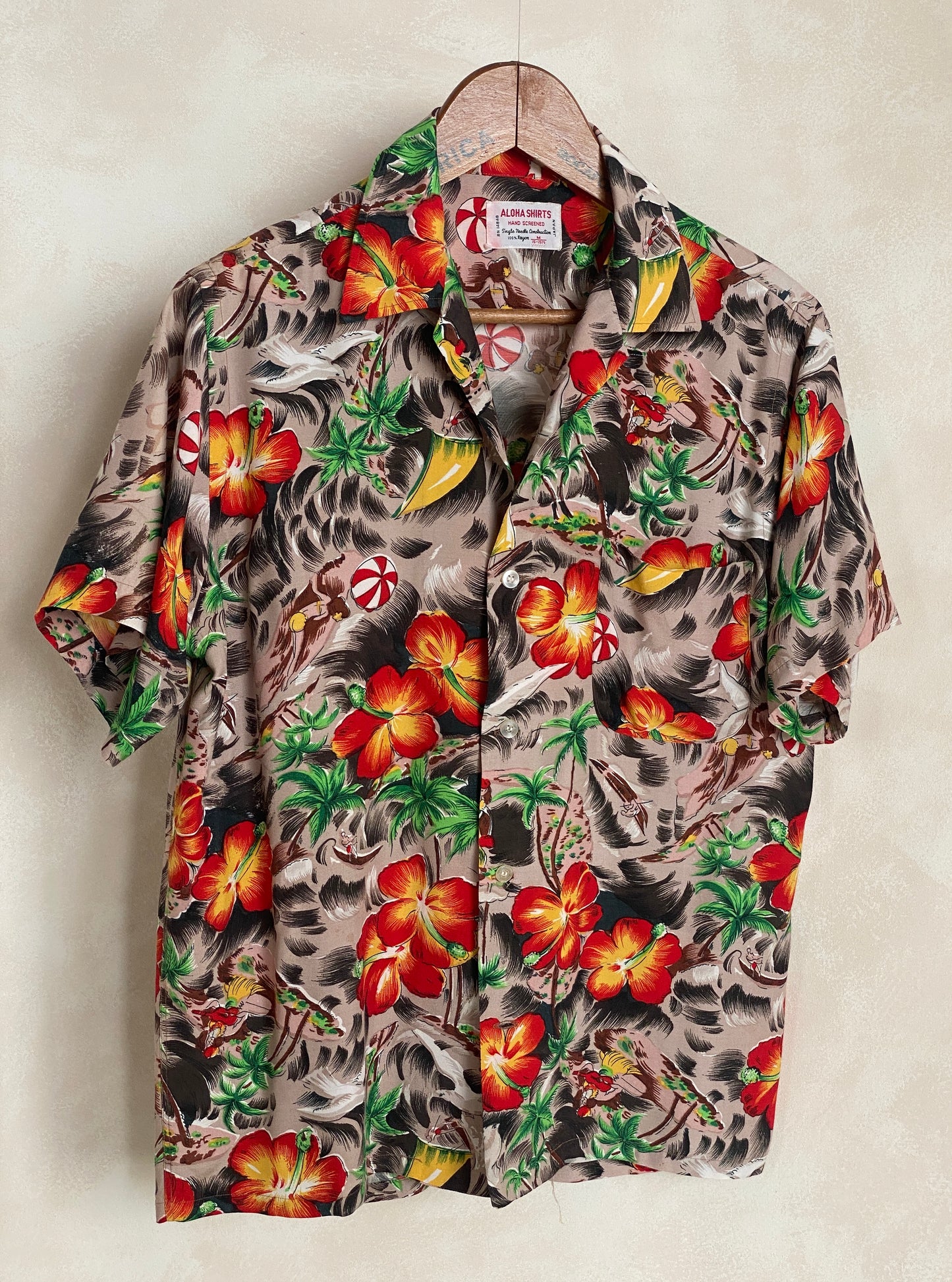 Size Med. Vintage 60s Aloha Hawaiian shirt Made in Japan - USA Vintage Bcn
