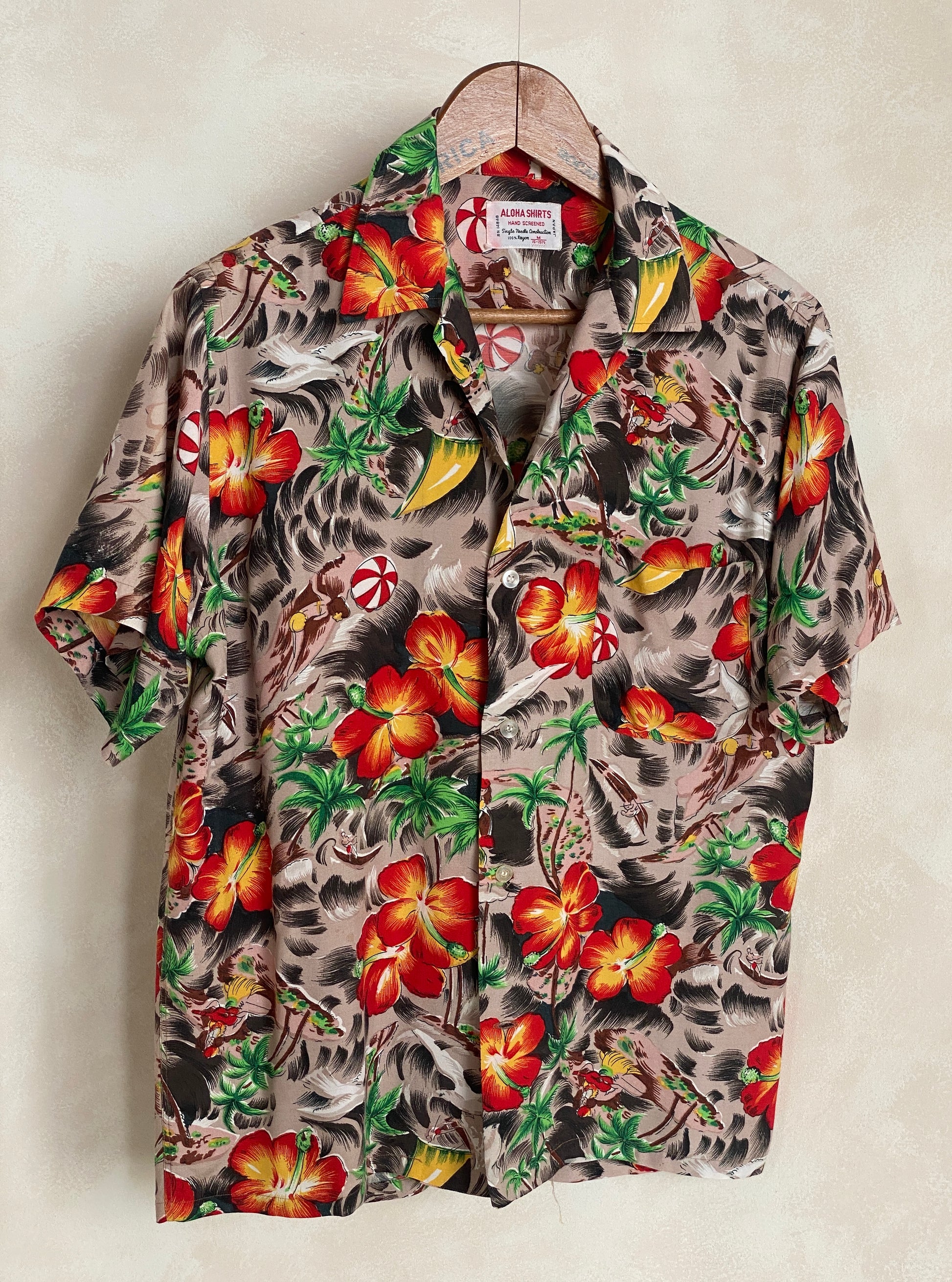 Size Med. Vintage 60s Aloha Hawaiian shirt Made in Japan - USA Vintage Bcn
