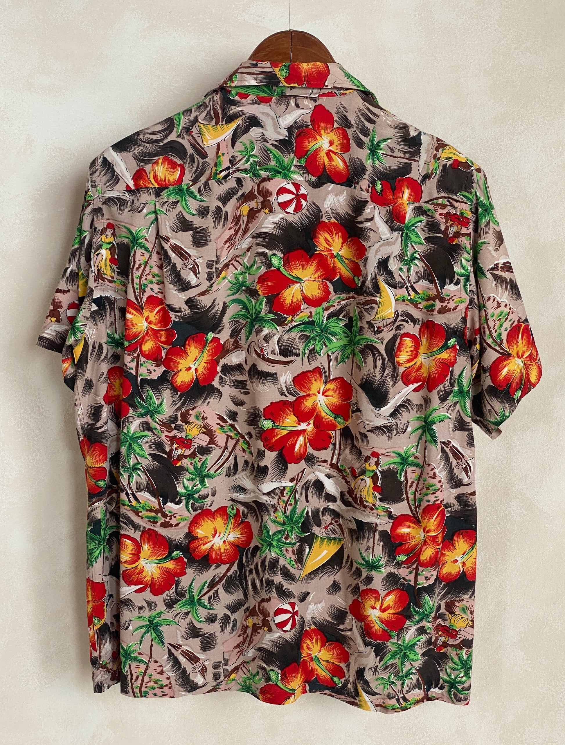 Size Med. Vintage 60s Aloha Hawaiian shirt Made in Japan - USA Vintage Bcn