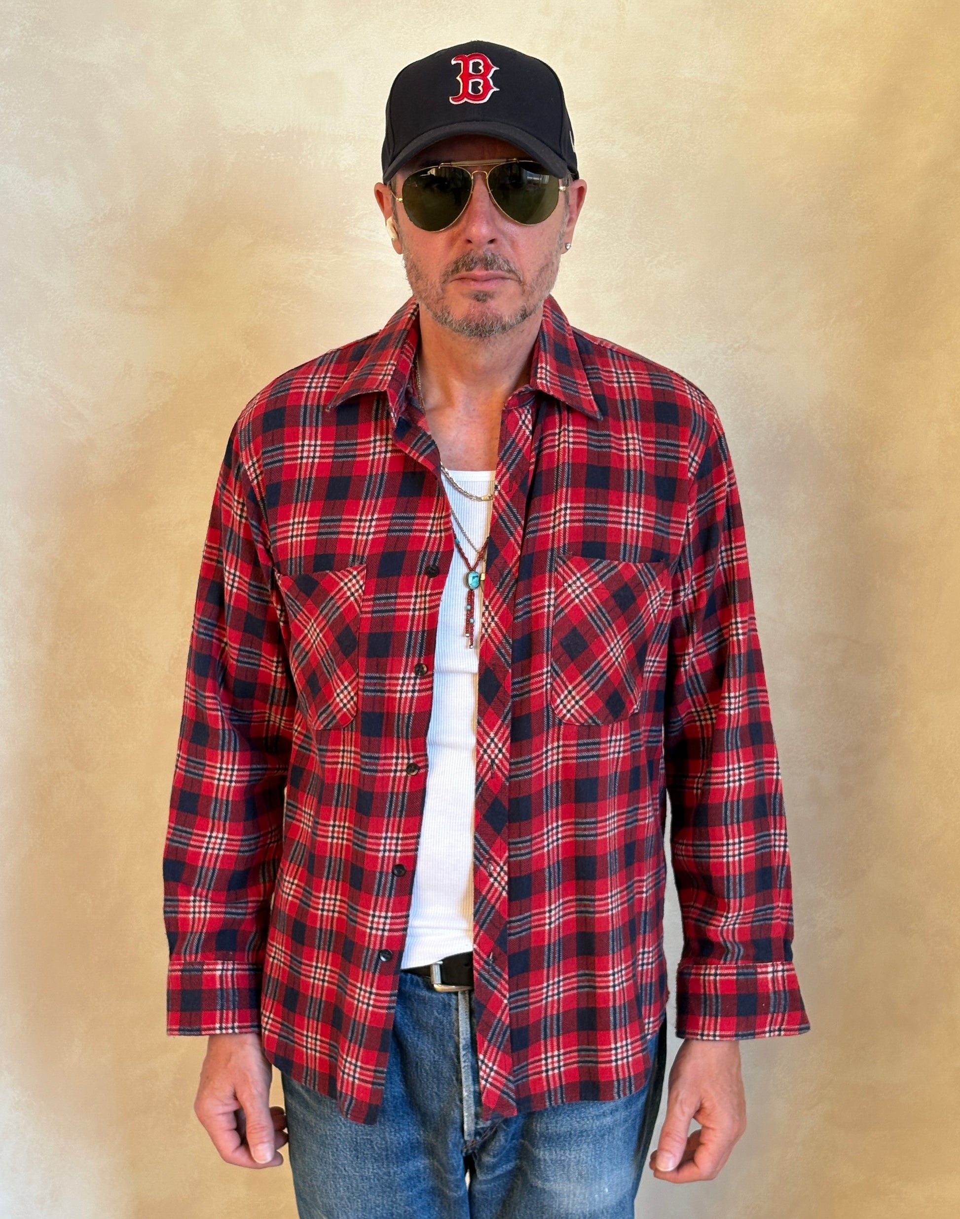 Size Med. Vintage 80s Flannel Plaid Shirt – Retro Grunge Workwear - USA Vintage Bcn