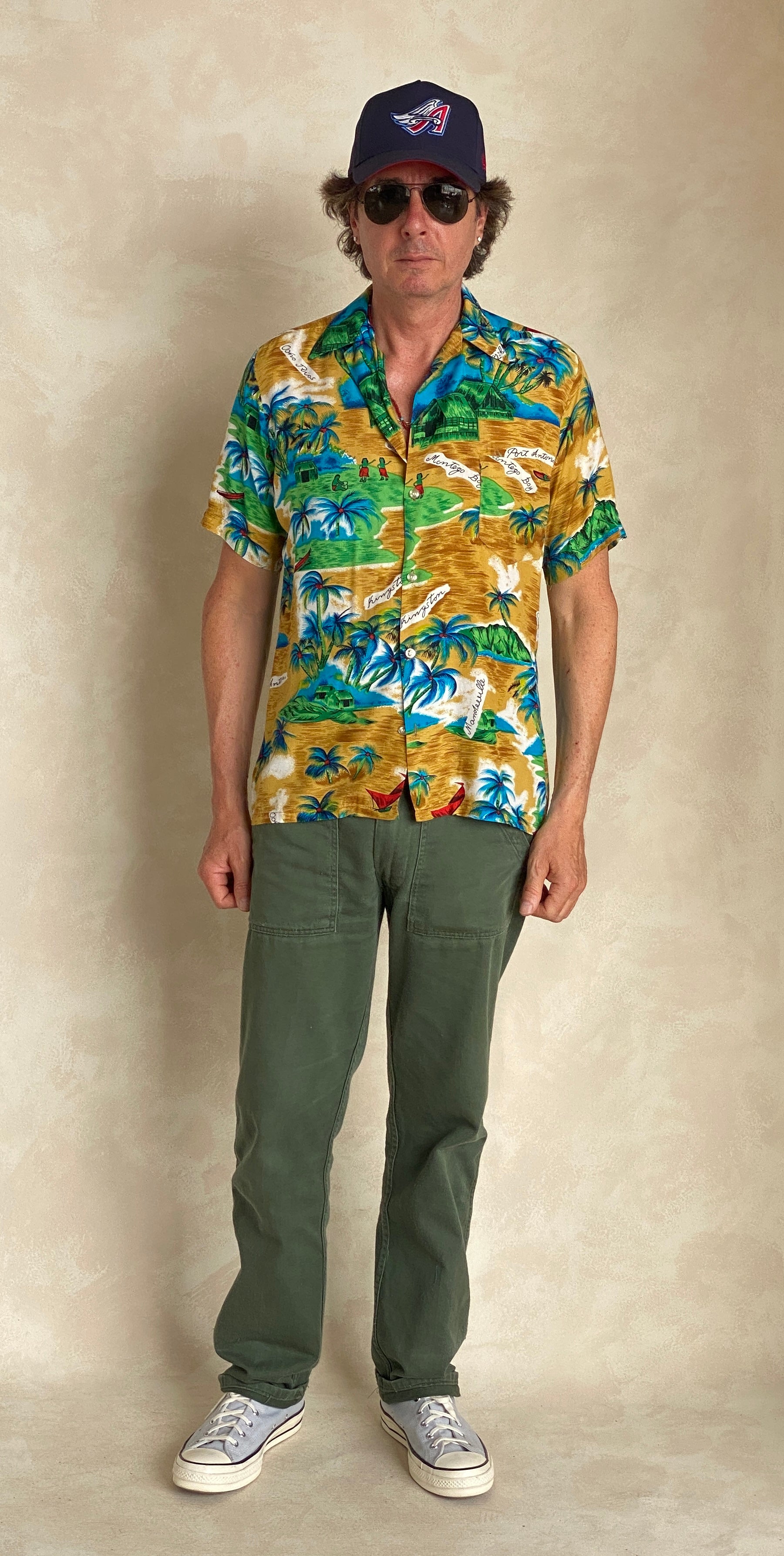 Size Med. Vintage 60s Hawaiian shirt Made in Jamaica - USA Vintage Bcn