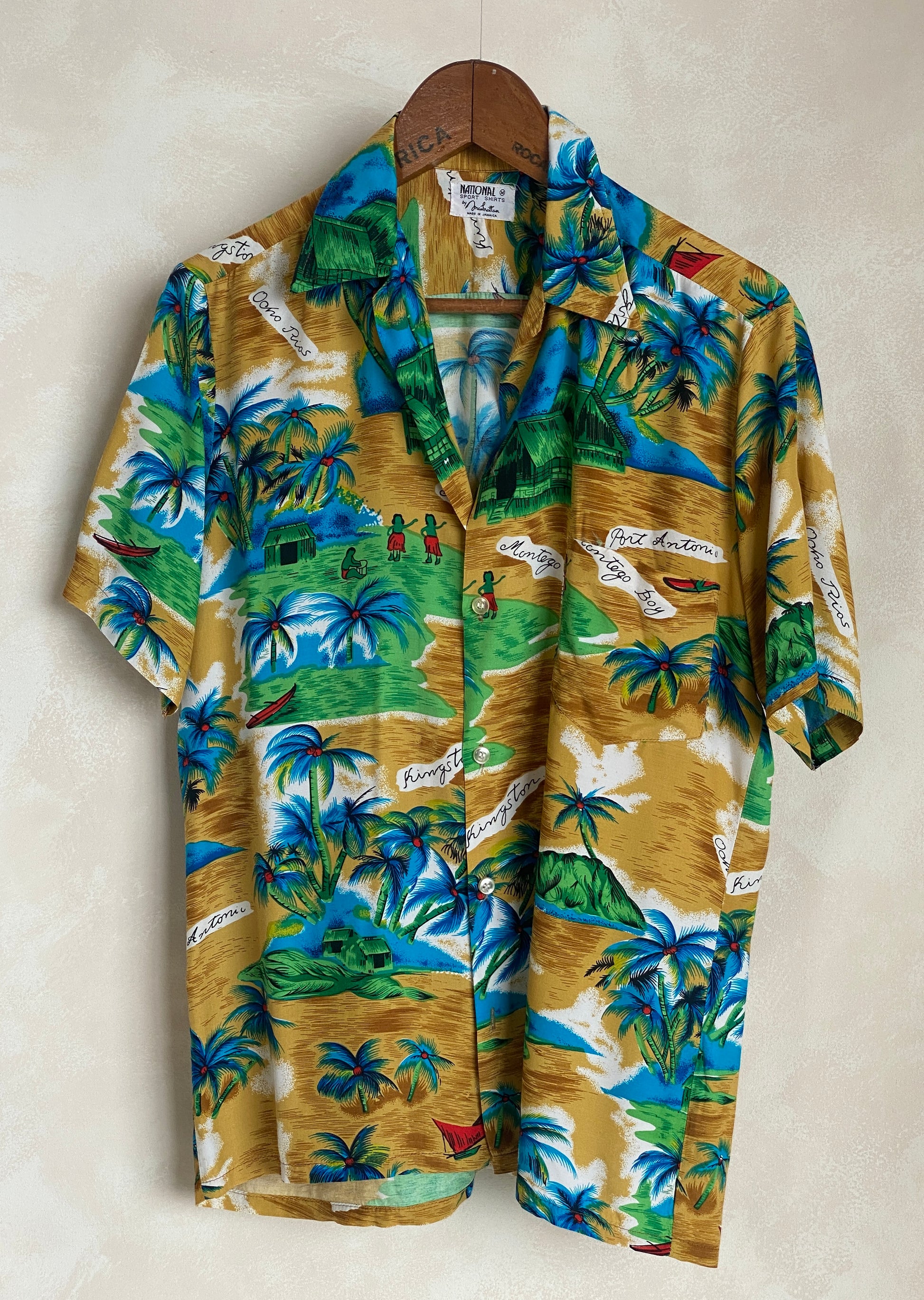 Size Med. Vintage 60s Hawaiian shirt Made in Jamaica - USA Vintage Bcn