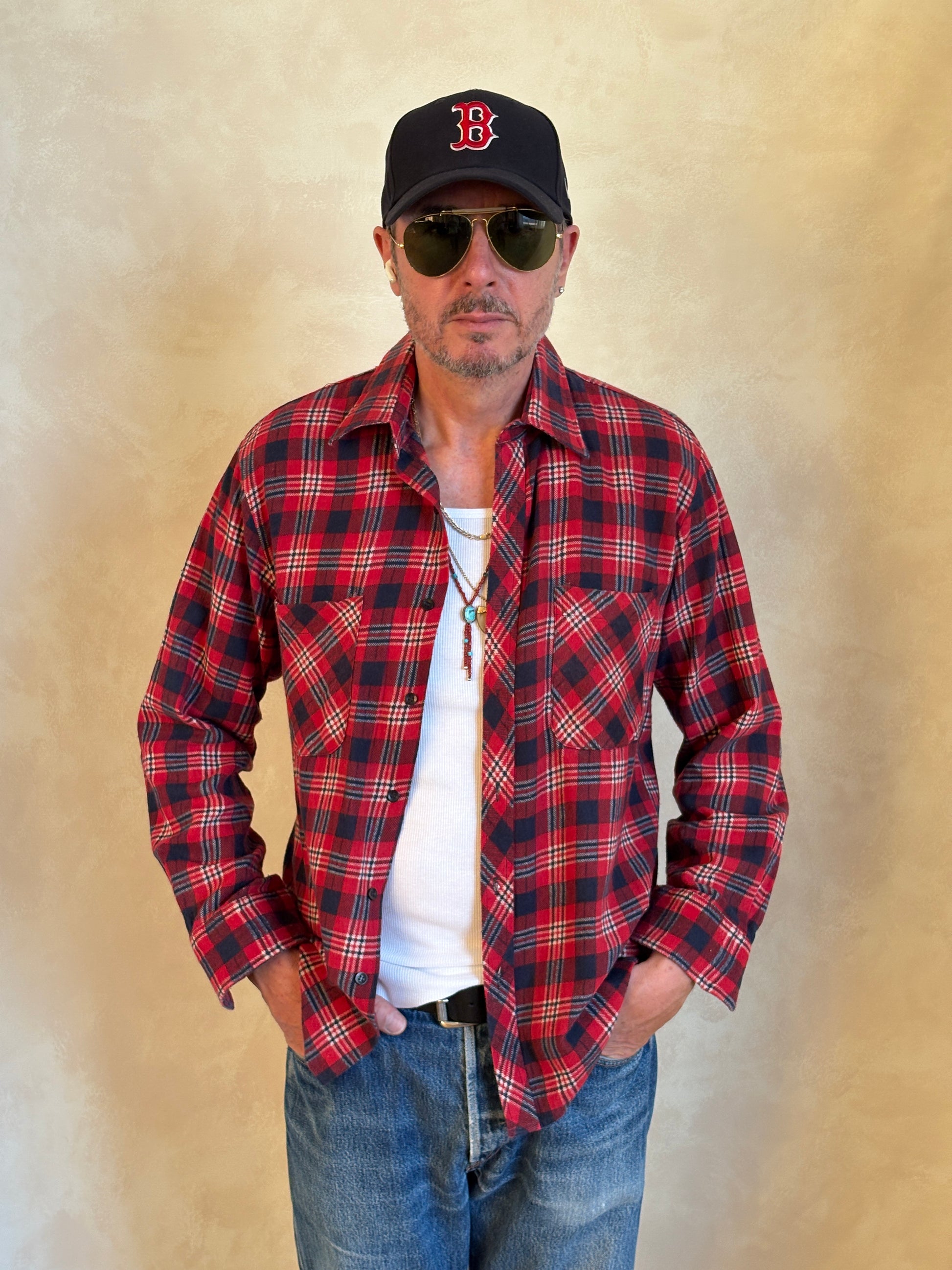 Size Med. Vintage 80s Flannel Plaid Shirt – Retro Grunge Workwear - USA Vintage Bcn