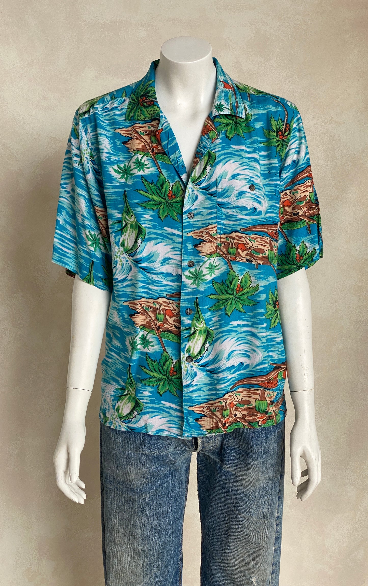 Size XL Youth. Vintage 90s Hawaiian shirt - USA Vintage Bcn