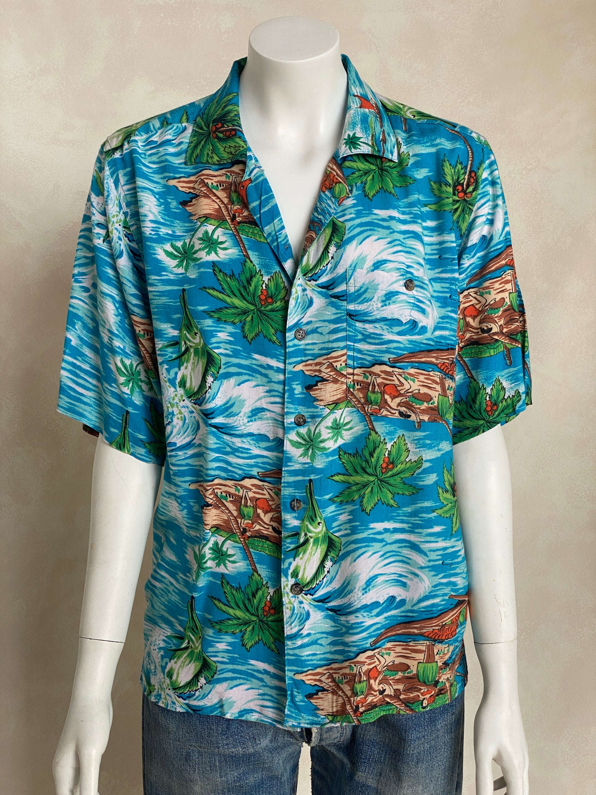 Size XL Youth. Vintage 90s Hawaiian shirt - USA Vintage Bcn