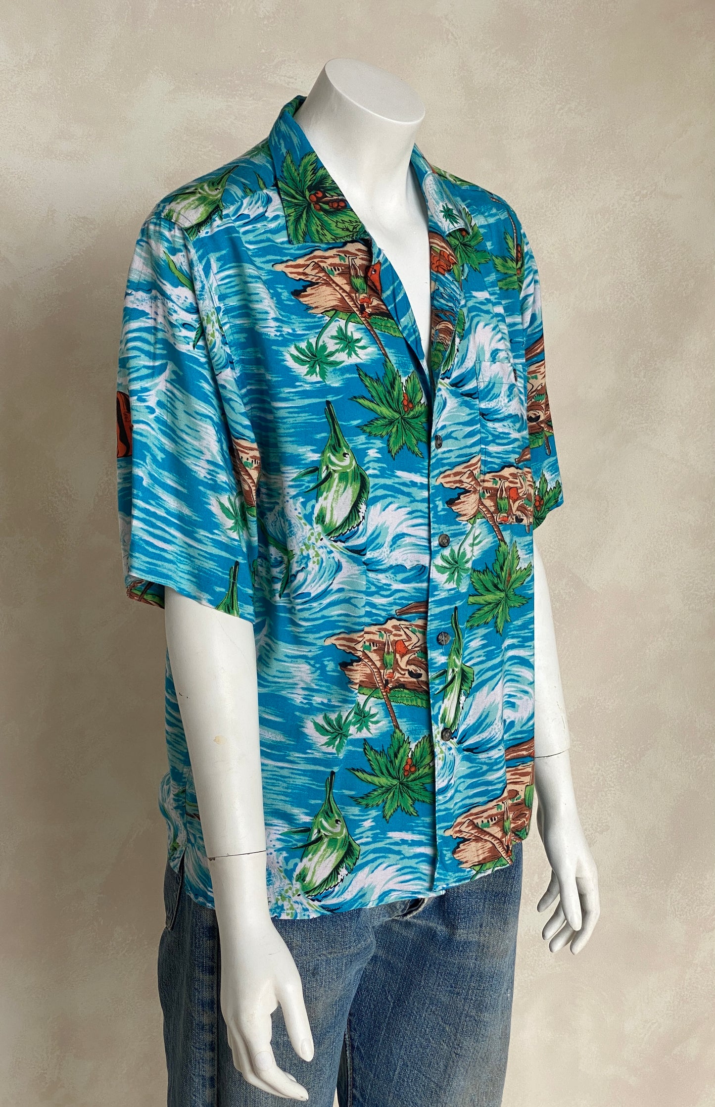 Size XL Youth. Vintage 90s Hawaiian shirt - USA Vintage Bcn