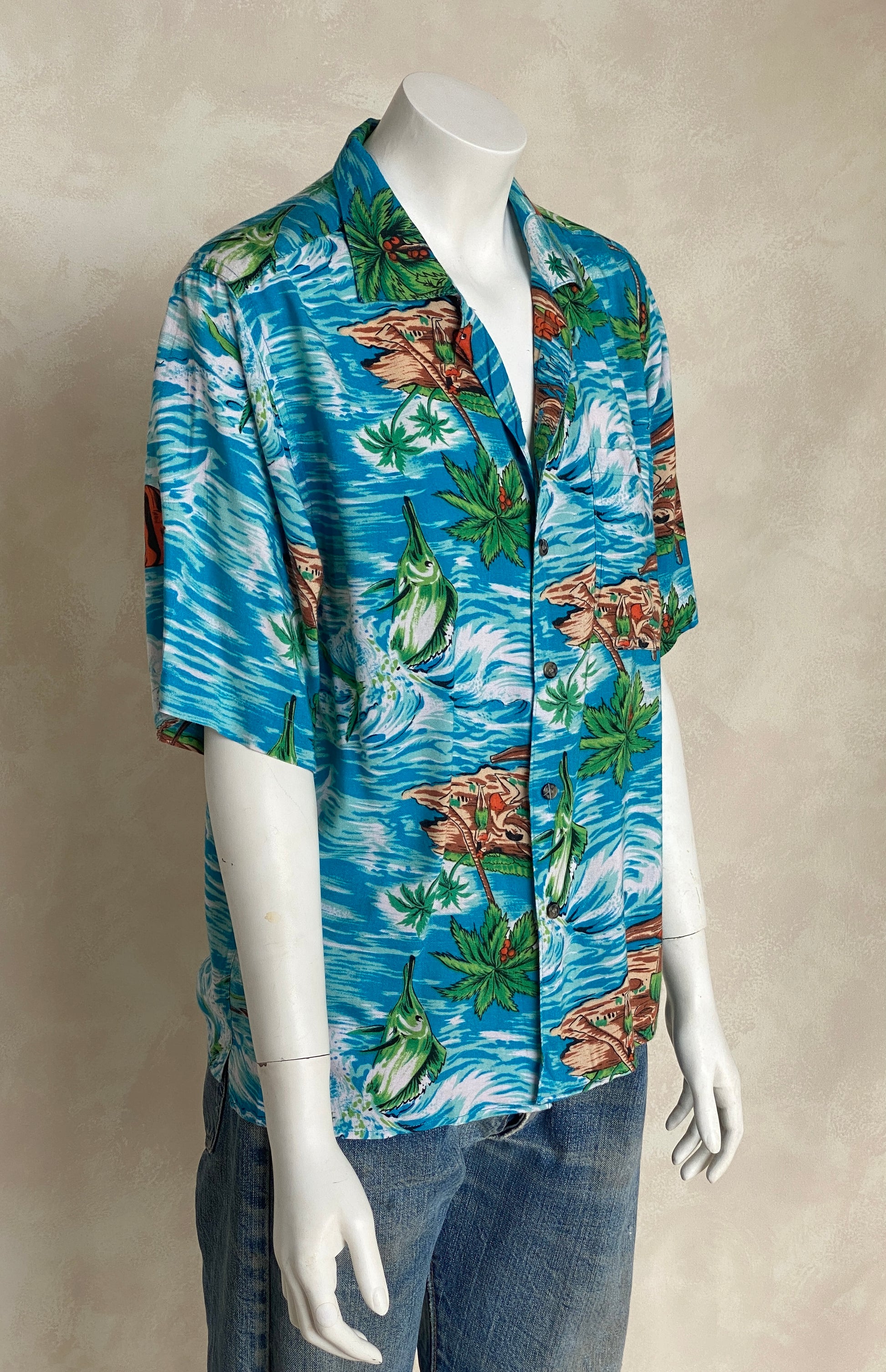 Size XL Youth. Vintage 90s Hawaiian shirt - USA Vintage Bcn
