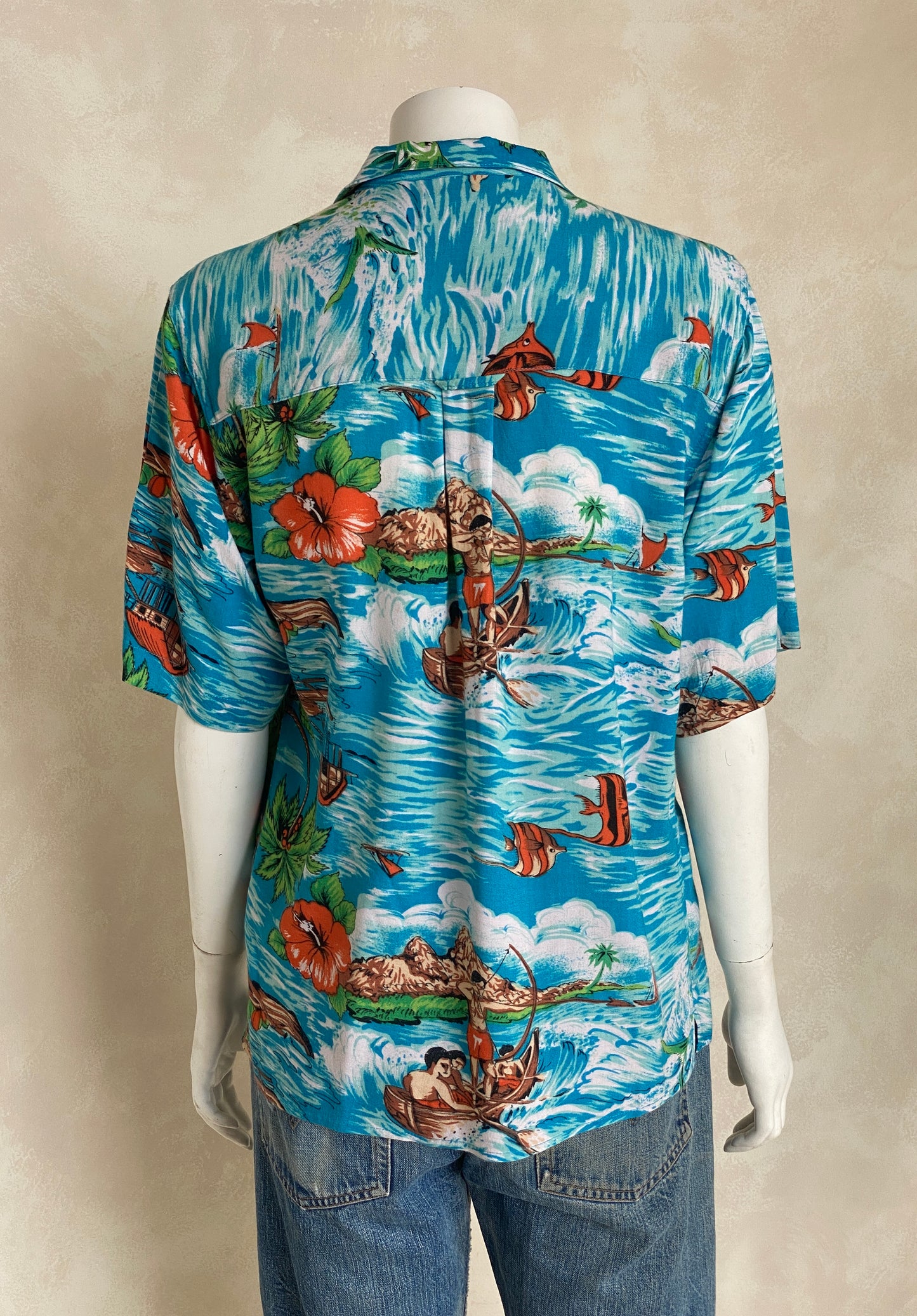 Size XL Youth. Vintage 90s Hawaiian shirt - USA Vintage Bcn