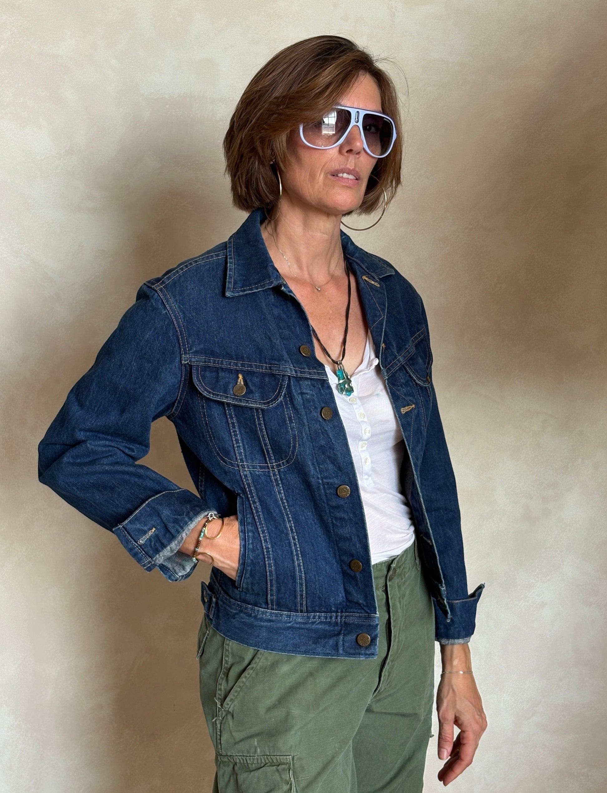 Size 34US / 44EU . Vintage 80s Lee Denim Jacket – 4 Pockets – Made in USA - USA Vintage Bcn