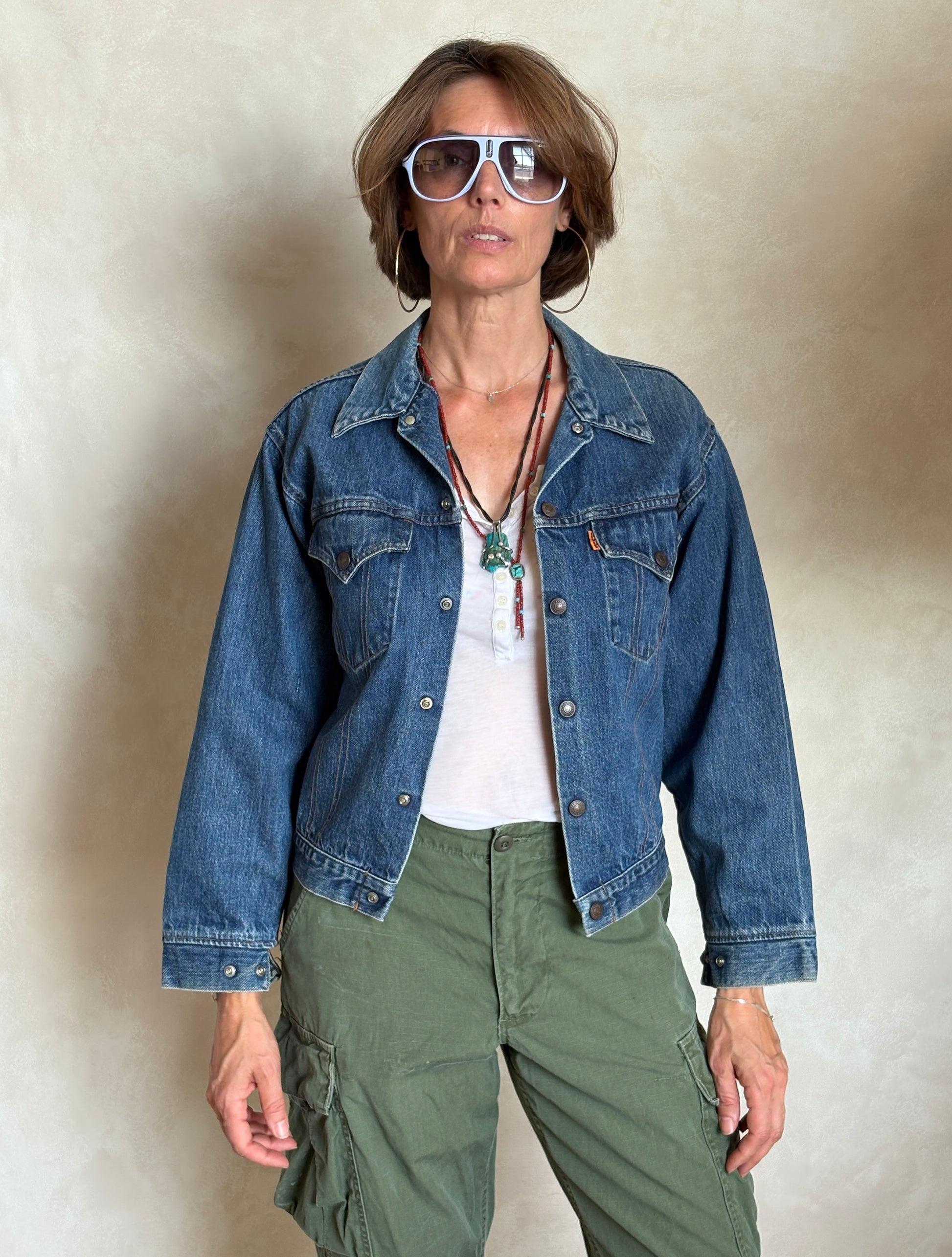 Size 34/36 .Vintage 70s Levi’s Denim Jacket – 2 Pockets – Made in USA - USA Vintage Bcn