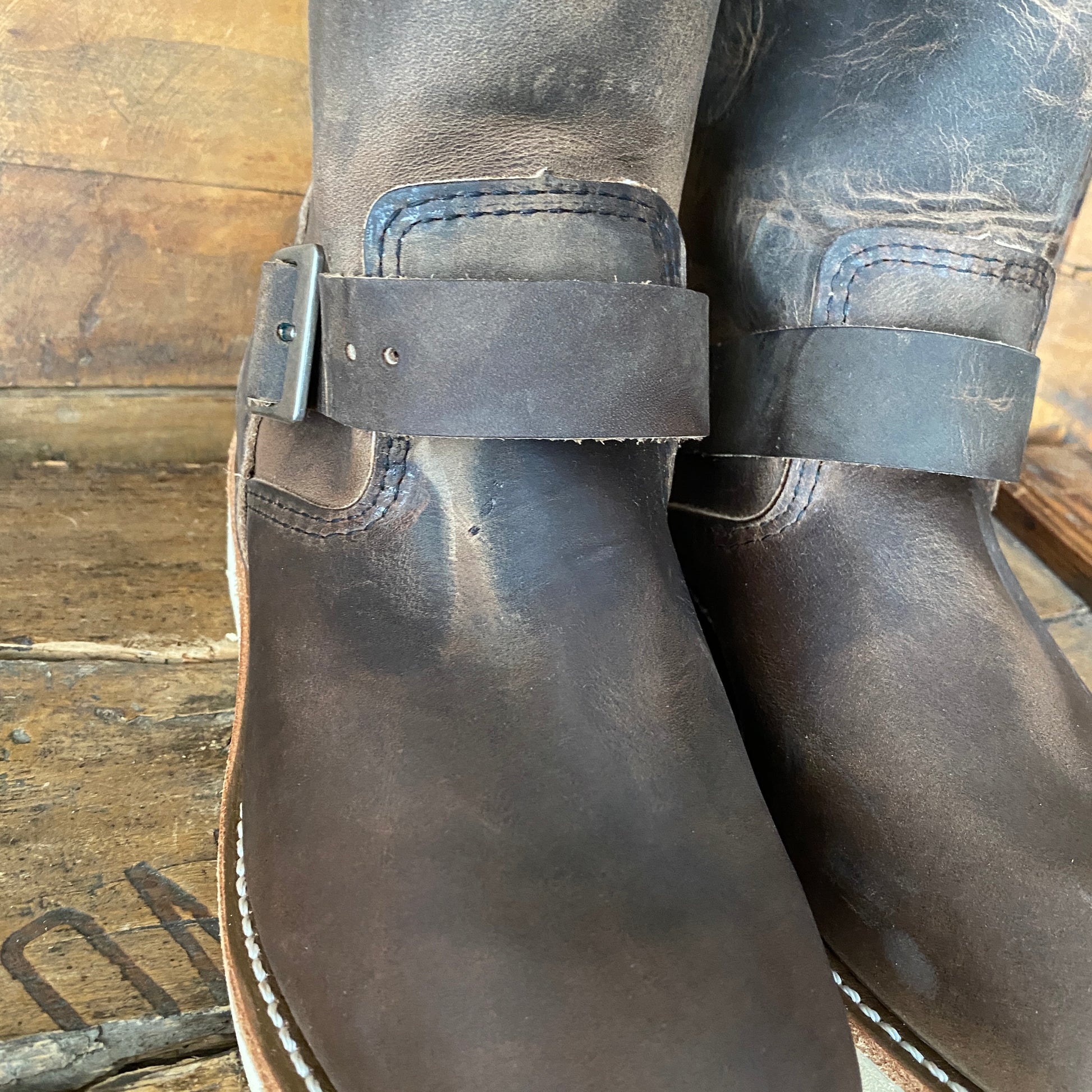 Red Wing 2975 Heritage Engineer Boots, size 7D (39 EU) - front view. Made in USA. Factory seconds.