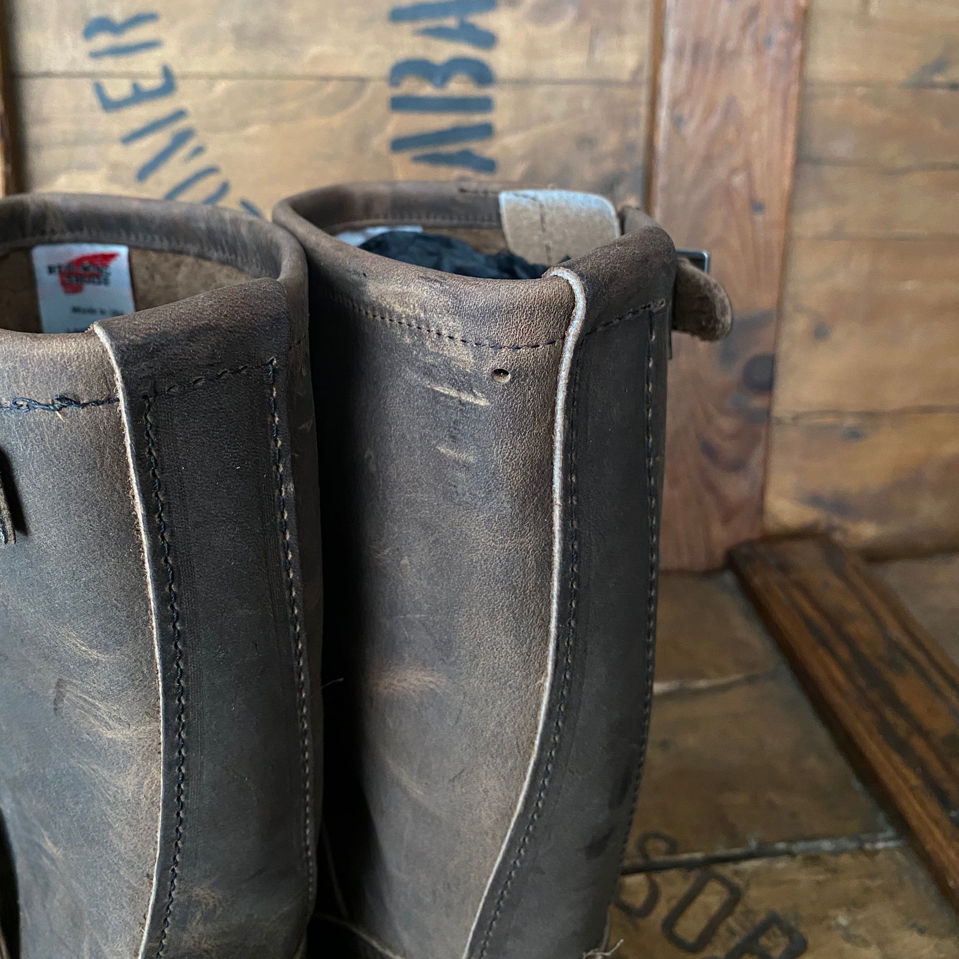 Red Wing 2975 Heritage Engineer Boots, size 7D (39 EU) - front view. Made in USA. Factory seconds.