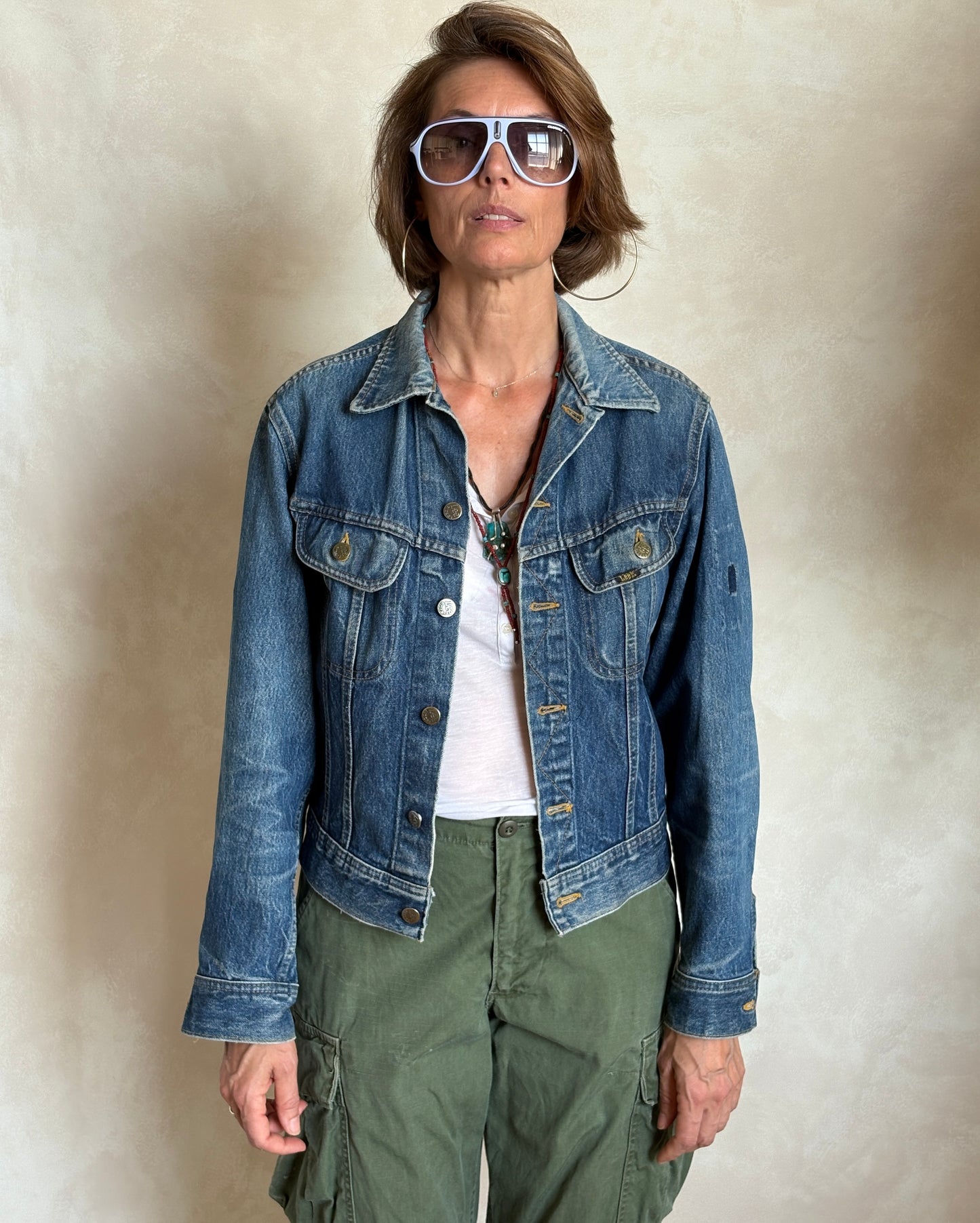 Size 34-36US / 44-46EU . Vintage 80s Lee Denim Jacket – 2 Pockets – Made in USA - USA Vintage Bcn