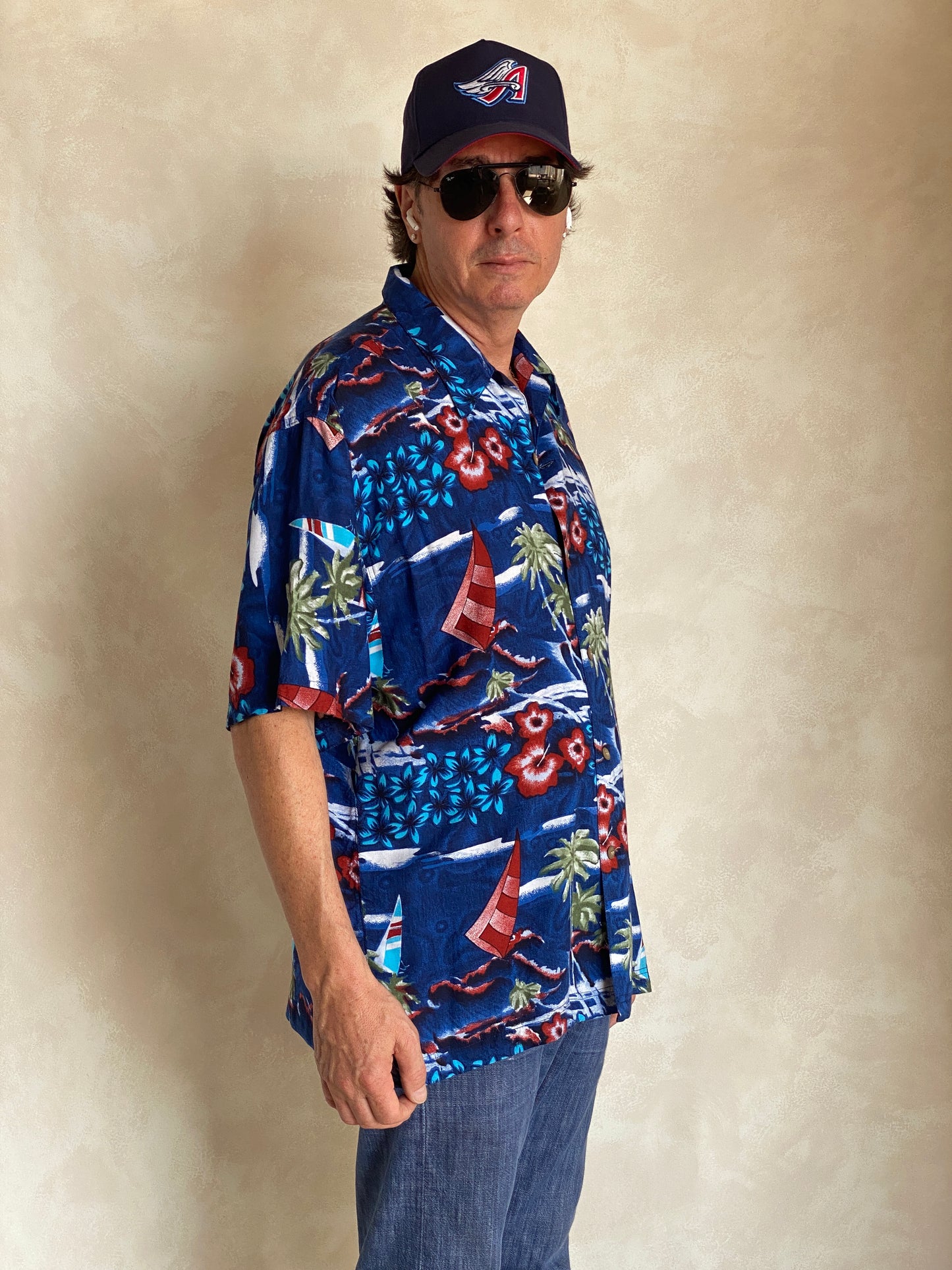 Size XL. Vintage 90s Rayon Hawaiian shirt - USA Vintage Bcn