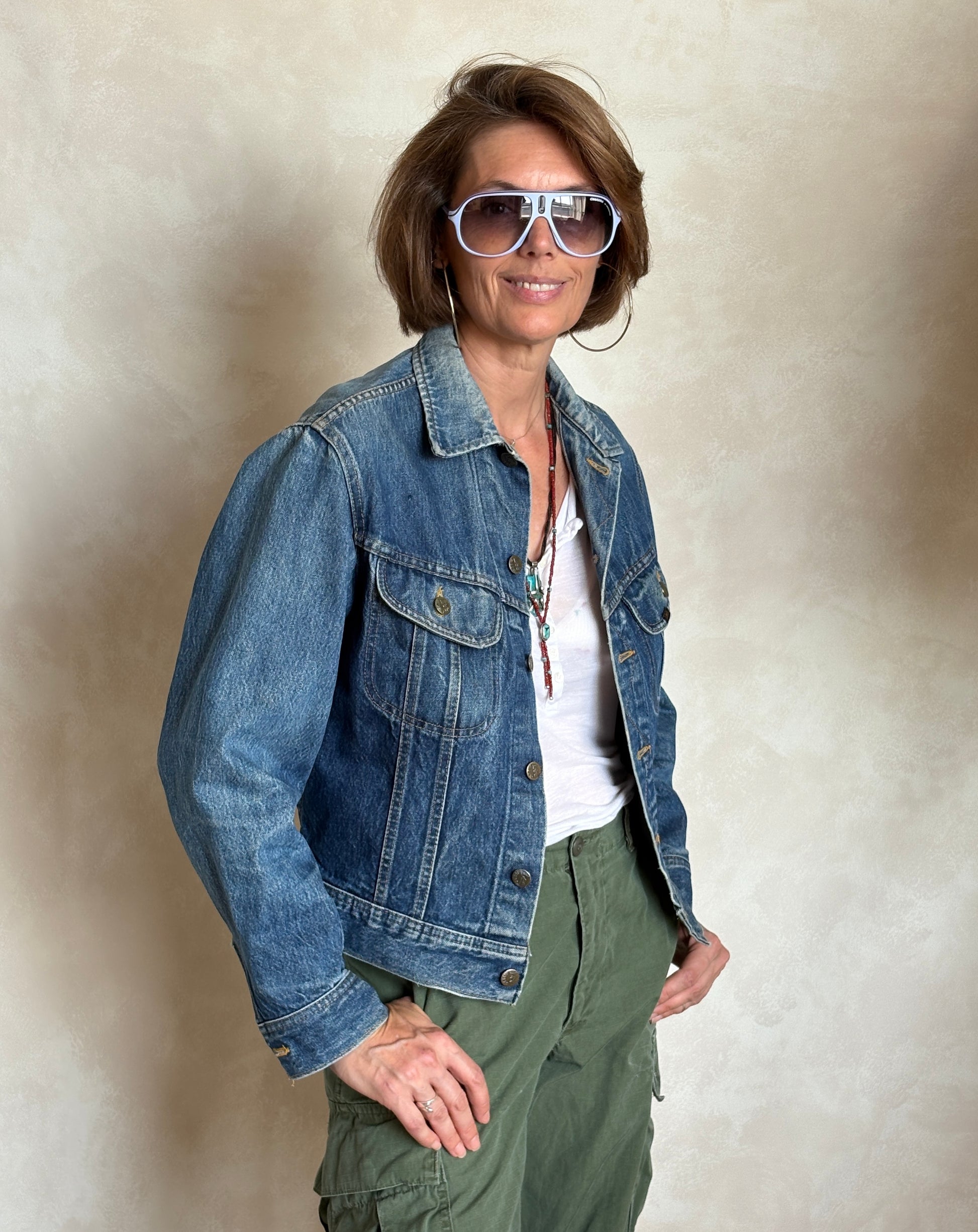 Size 34-36US / 44-46EU . Vintage 80s Lee Denim Jacket – 2 Pockets – Made in USA - USA Vintage Bcn