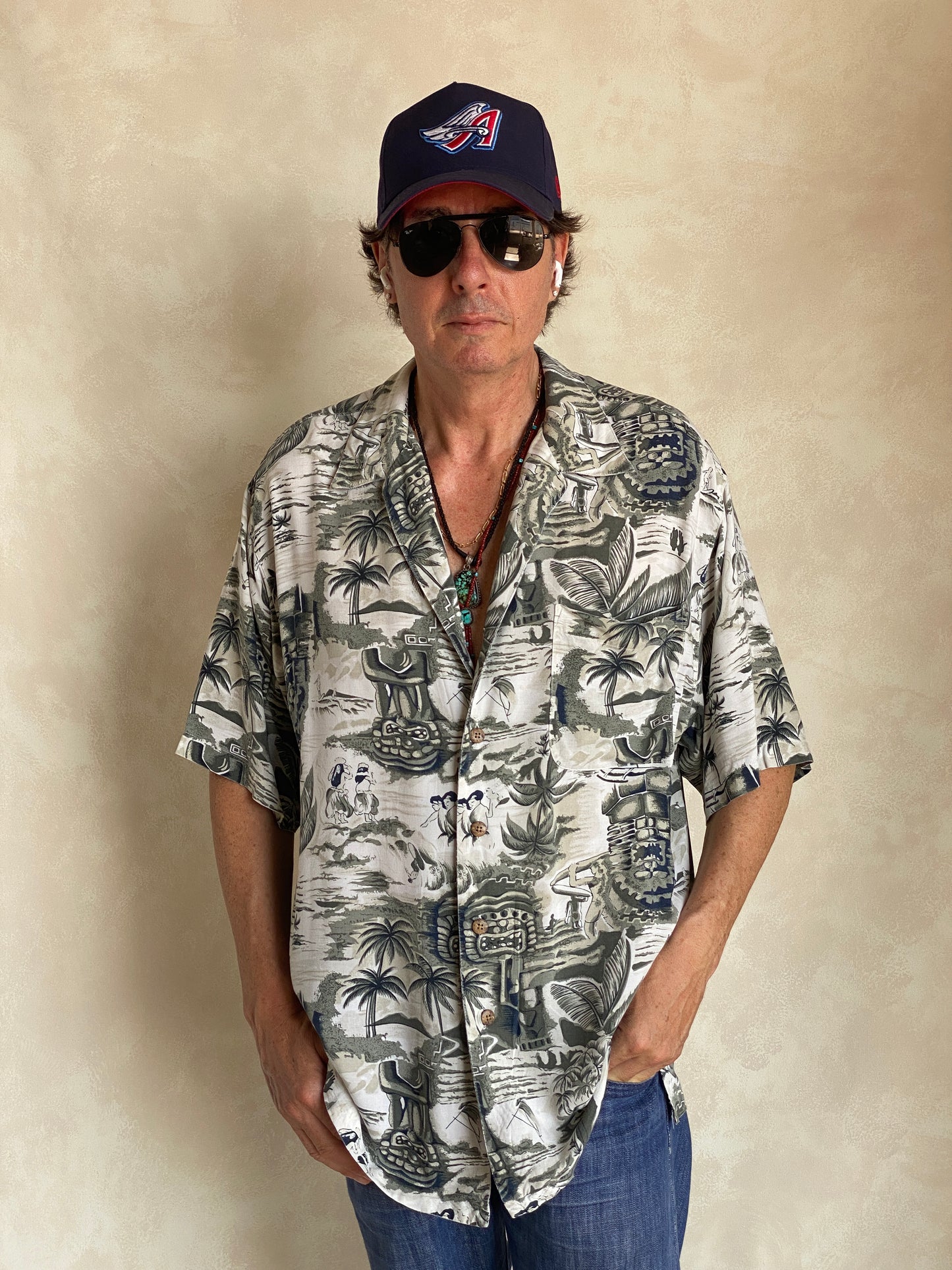 Size Large. Vintage 90s Rayon Hawaiian shirt - USA Vintage Bcn