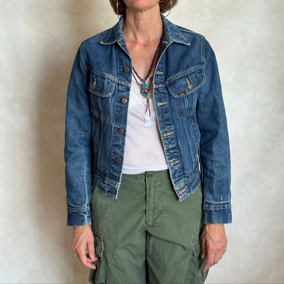 Size 34US / 44EU .Vintage 80s Lee Denim Jacket – 4Pockets – Made in USA-AJ357 Studio