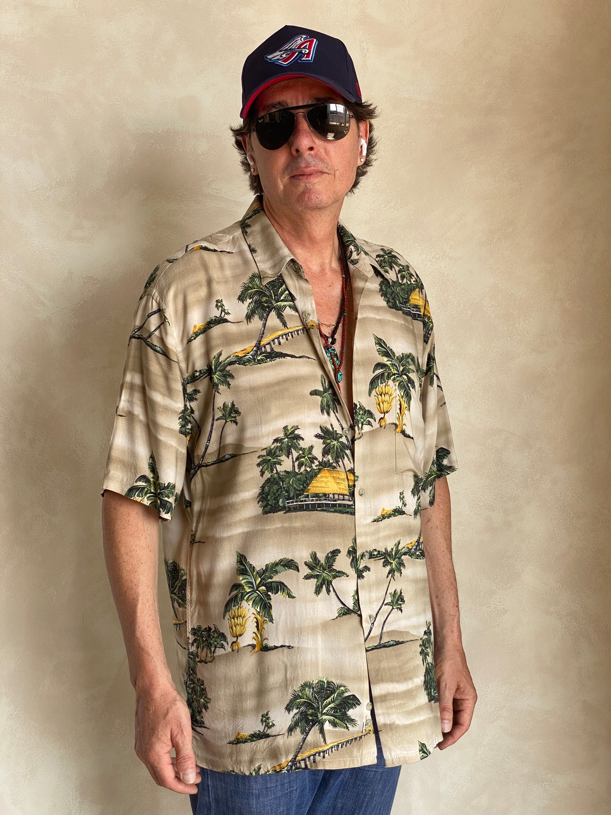 Size Large. Vintage 90s Rayon Hawaiian shirt - USA Vintage Bcn