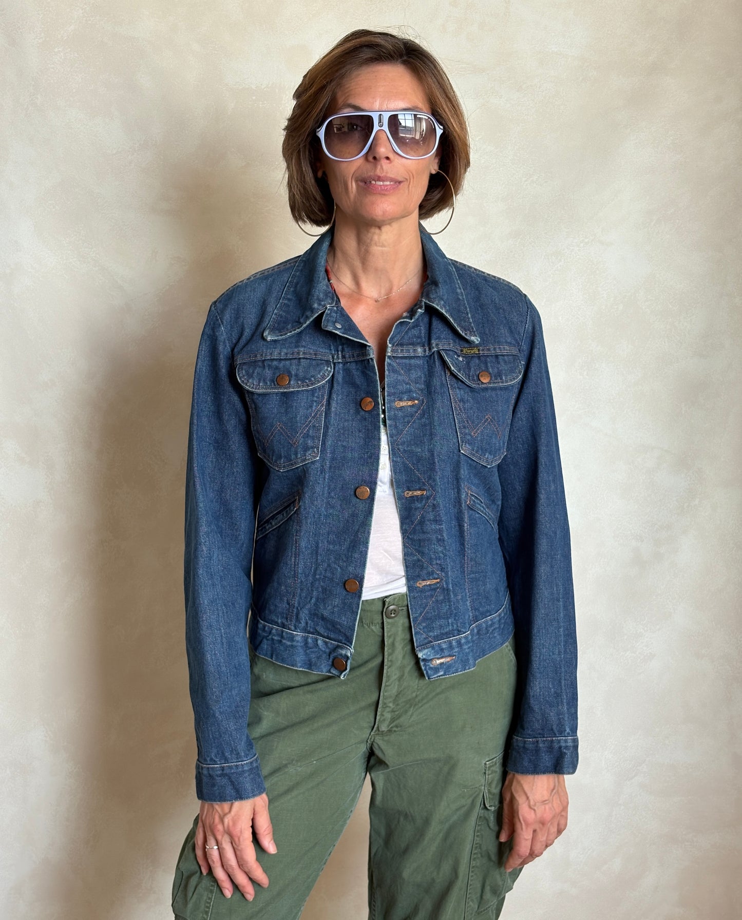 Size 36US / 46EU. Authentic 70s Wrangler denim jacket -4 pockets- Made in the USA - USA Vintage Bcn