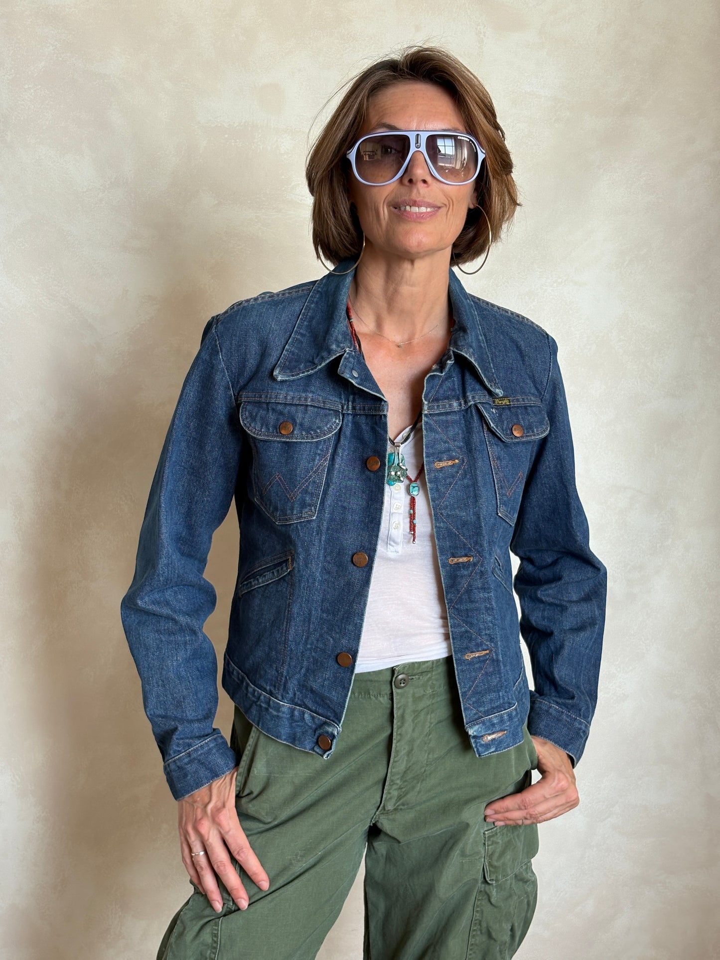 Size 36US / 46EU. Authentic 70s Wrangler denim jacket -4 pockets- Made in the USA - USA Vintage Bcn